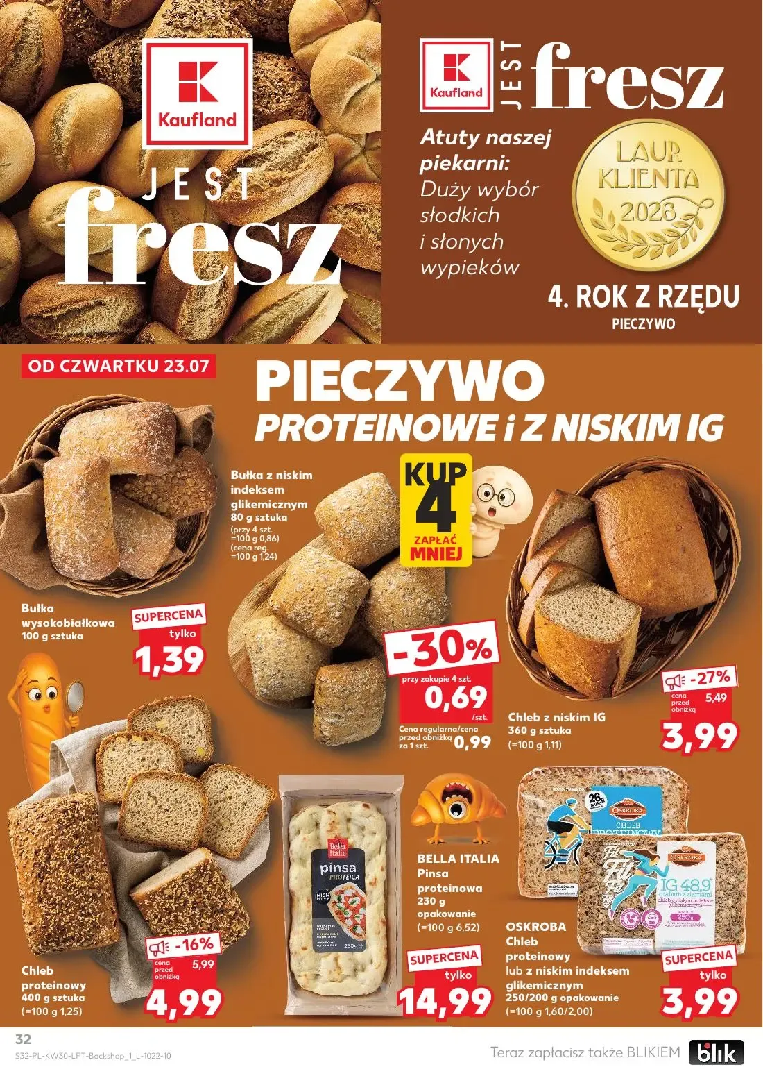 Kaufland gazetka, strona 32 z 68 — Chleb z niskim IG, Chleb proteinowy, Bułka z niskim indeksem glikemicznym