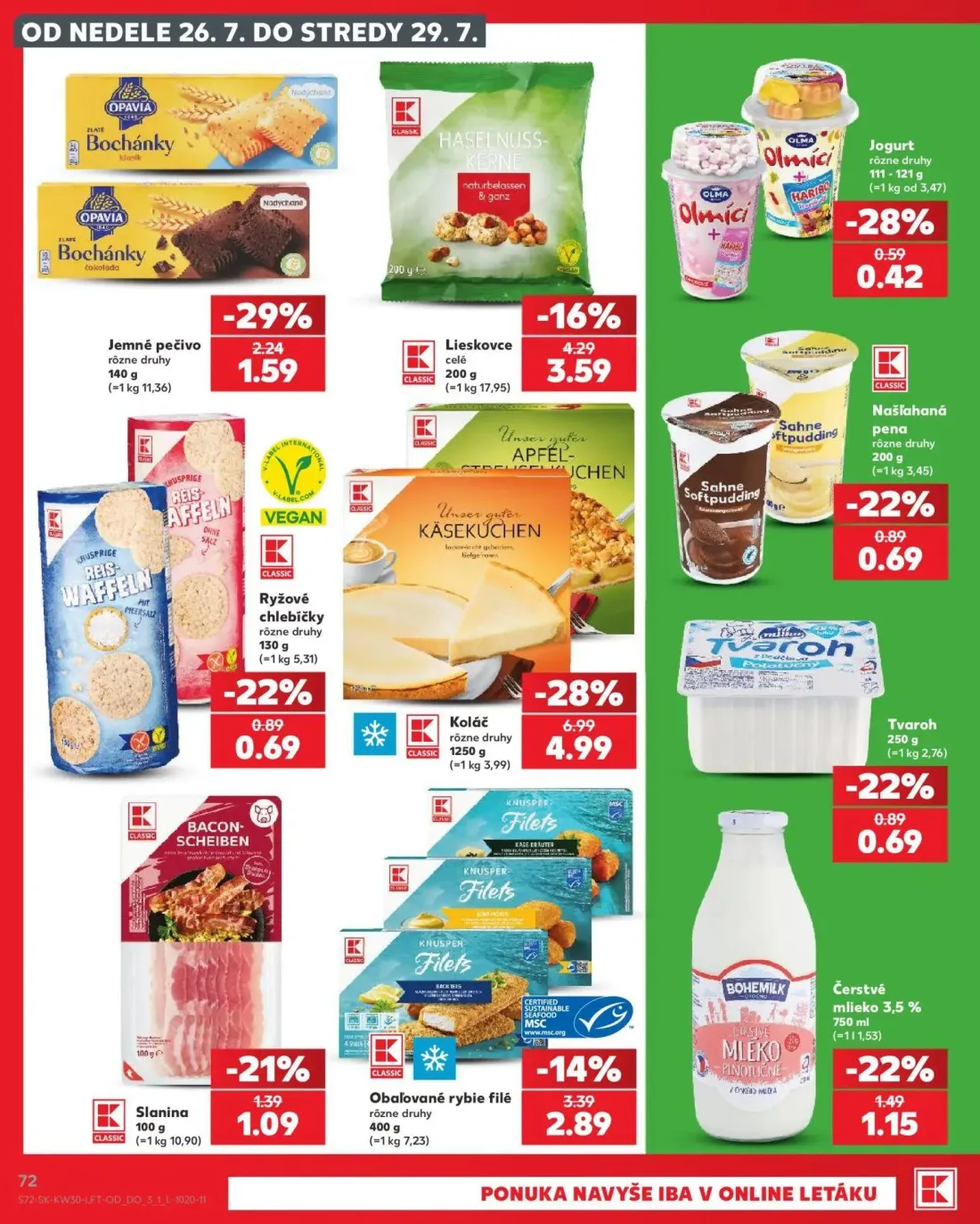 Kaufland leták, strana 72 z 74 — Koláč, Lieskovce celé, Jemné pečivo
