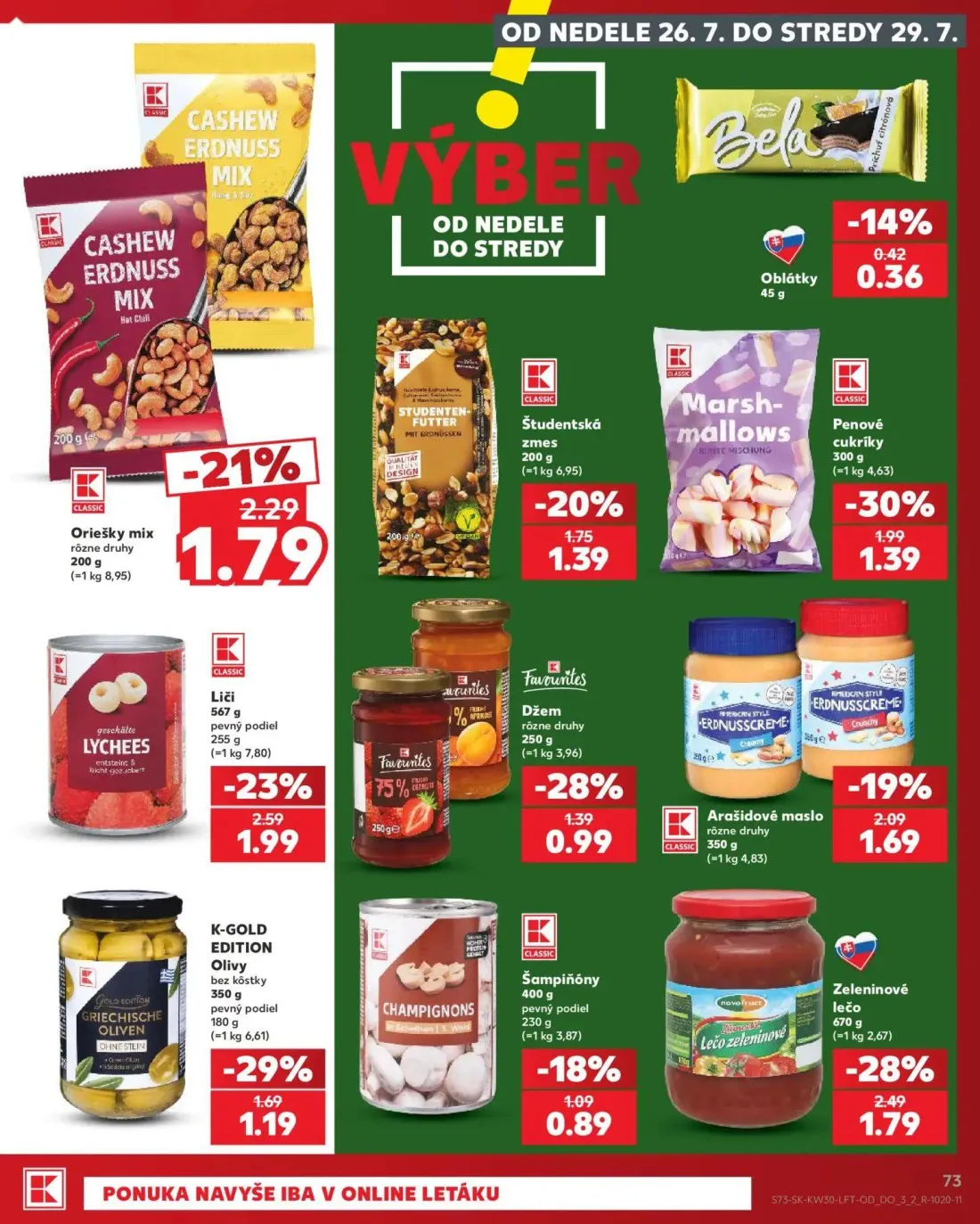 Kaufland leták, strana 73 z 74 — Zeleninové lečo, Penové cukríky, Liči