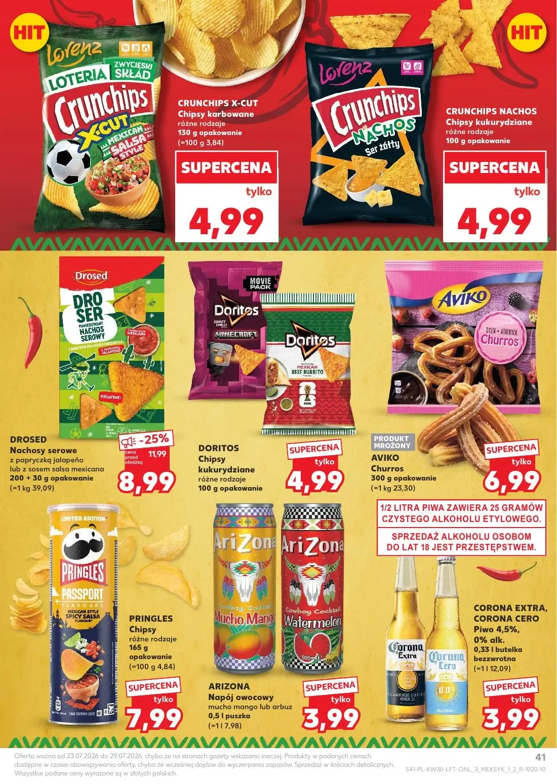 Kaufland gazetka, strona 41 z 68 — DROSED Nachosy serowe z papryczką jalapeño lub z sosem salsa mexicana, CRUNCHIPS X-CUT Ch…