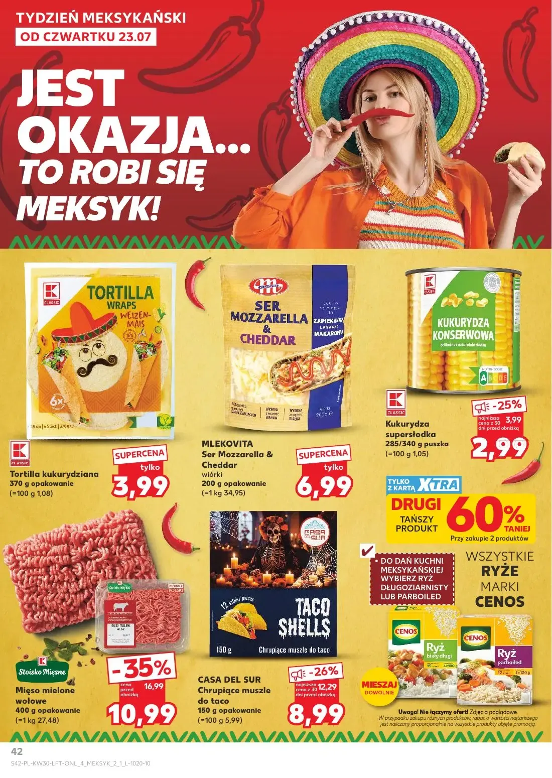 Kaufland gazetka, strona 42 z 68 — Mięso mielone wołowe, CASA DEL SUR Chrupiące muszle do taco, Kukurydza supersłodka