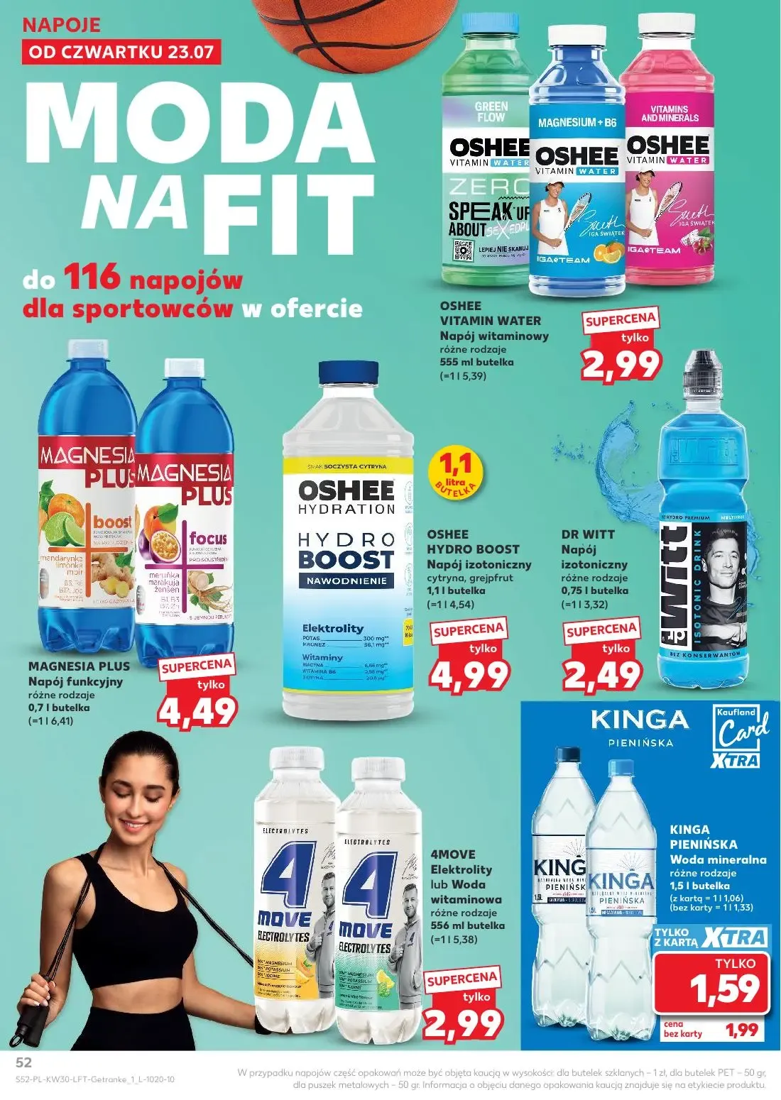 Kaufland gazetka, strona 52 z 68 — KINGA PIENIŃSKA Woda mineralna różne rodzaje, OSHEE VITAMIN WATER Napój witaminowy różne …