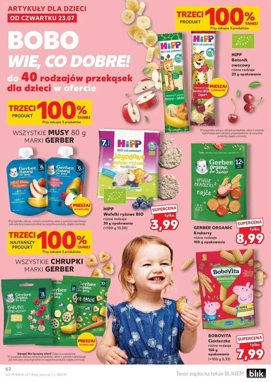 Kaufland gazetka, strona 62 z 68 — HiPP Jagodowe wafelki ryżowe, GERBER ORGANIC Krakersy rajče, BOBOVITA Ciasteczka