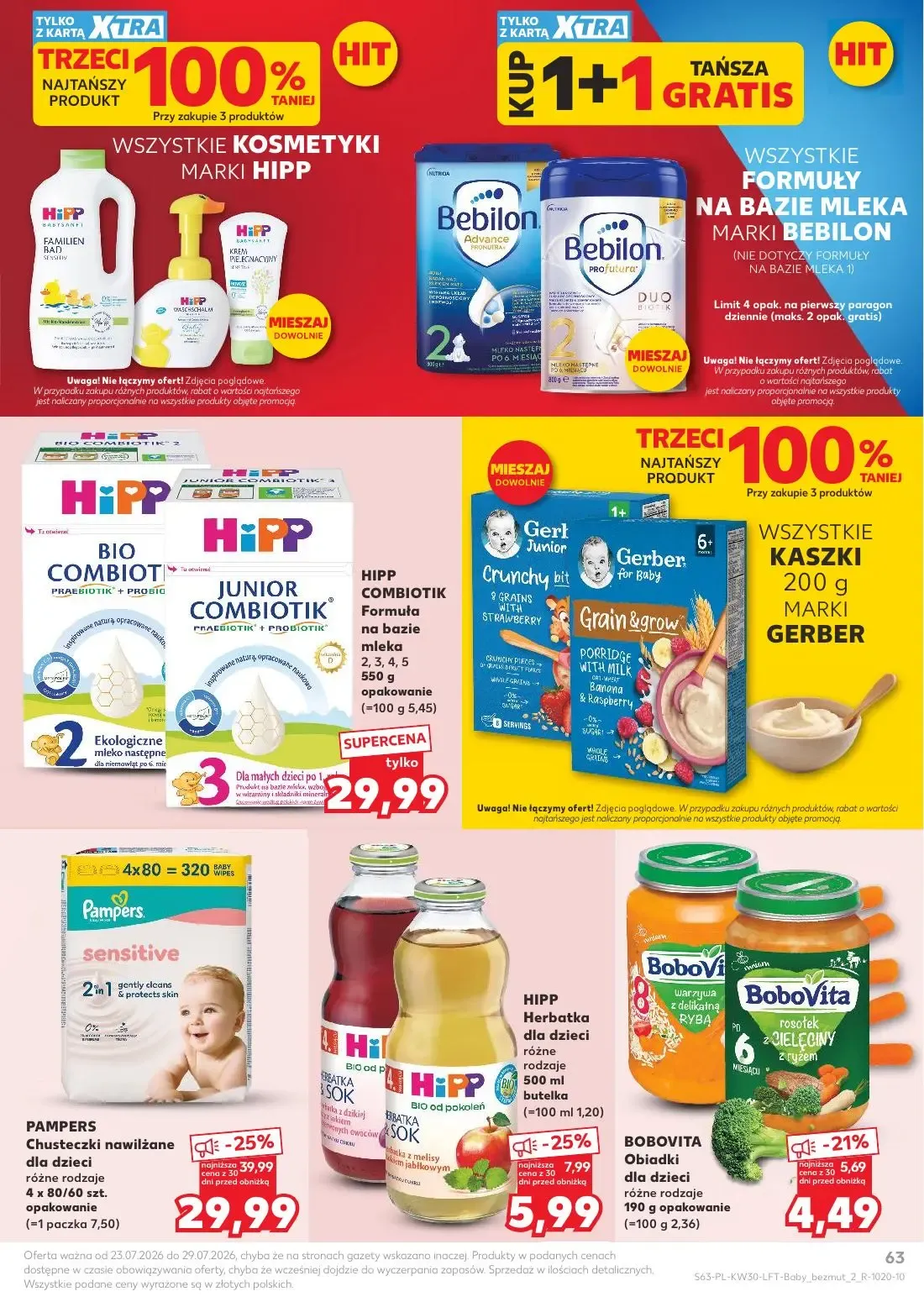 Kaufland gazetka, strona 63 z 68 — PAMPERS Chusteczki nawilżane dla dzieci, HIPP Herbatka dla dzieci, BOBOVITA Obiadki dla d…