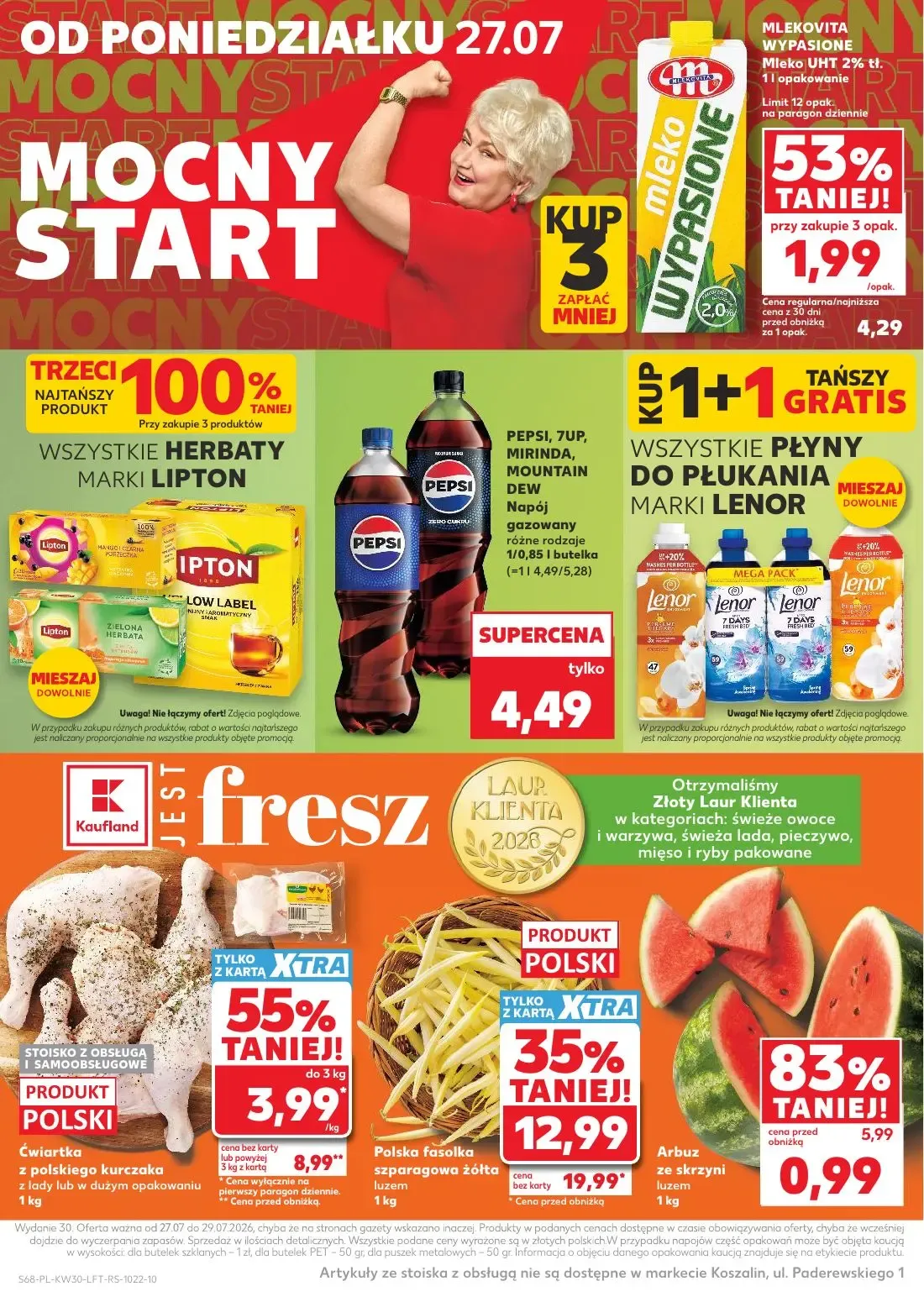 Kaufland gazetka, strona 68 z 68 — Polska fasolka szparagowa żółta luzem, Ćwiartka z polskiego kurczaka z lady lub w dużym o…