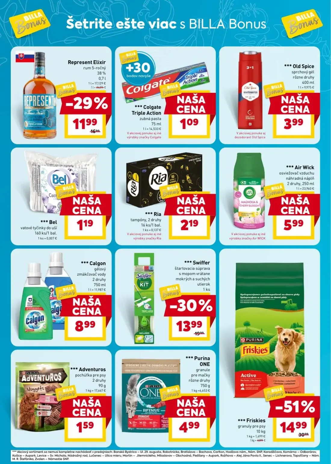 Billa leták, strana 6 z 6 — Friskies granuly pre psy, Swiffer štartovacia súprava s mopom vrátane mokrých a suchých utierok,…