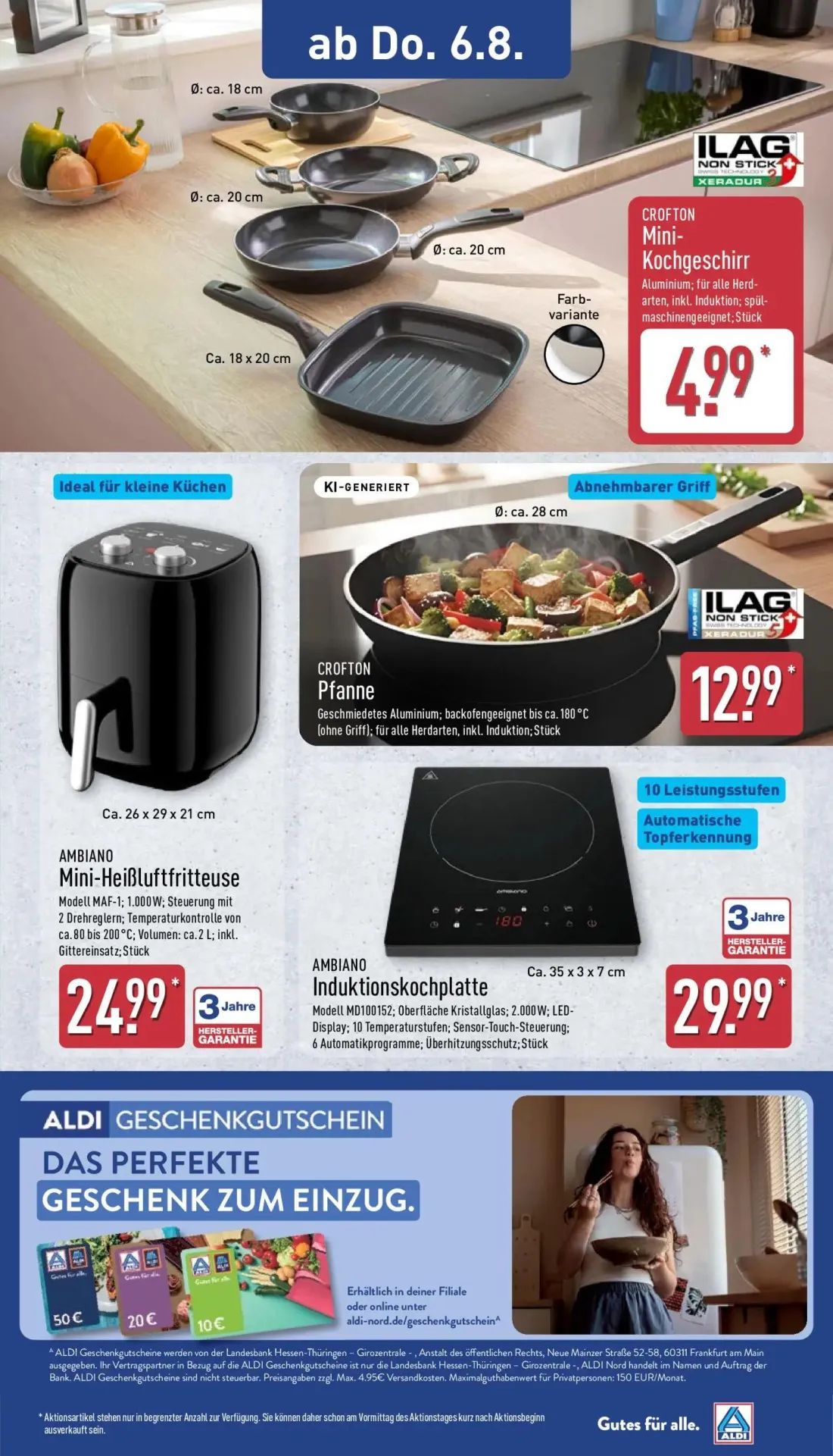 Aldi Nord Prospekt, Seite 15 von 15 — ALDI GESCHENKGUTSCHEIN, CROFTON Mini-Kochgeschirr, CROFTON Pfanne