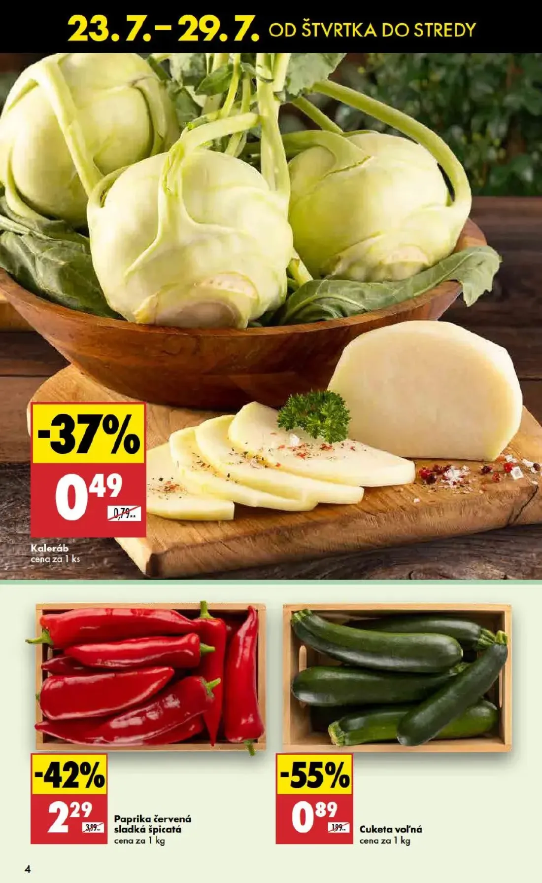Biedronka leták, strana 4 z 48 — Paprika červená sladká špicatá, Cuketa voľná, Kaleráb