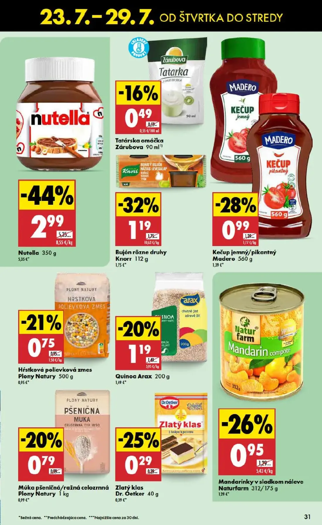 Biedronka leták, strana 31 z 48 — Nutella, Bujón rôzne druhy Knorr, Kečup jemný/pikantný Madero
