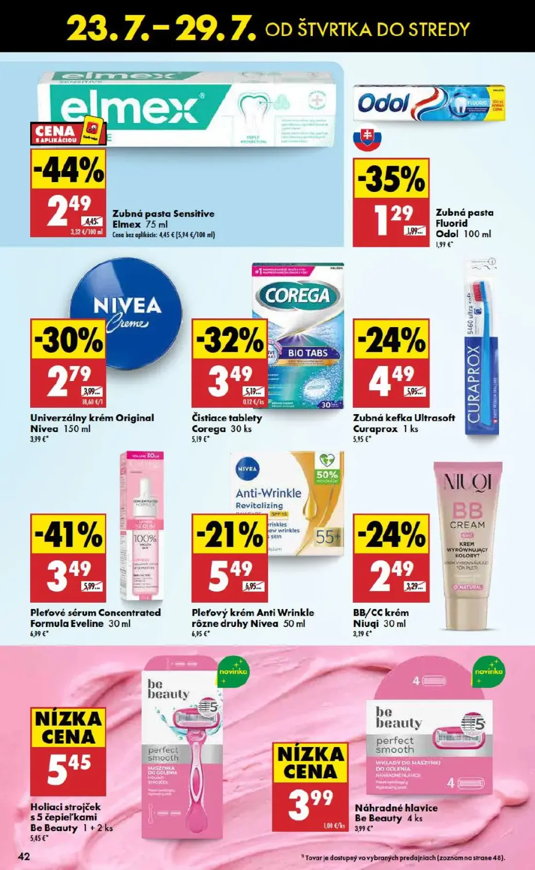 Biedronka leták, strana 42 z 48 — Pleťové sérum Concentrated Formula Eveline, Zubná pasta Sensitive Elmex, Čistiace tablety …