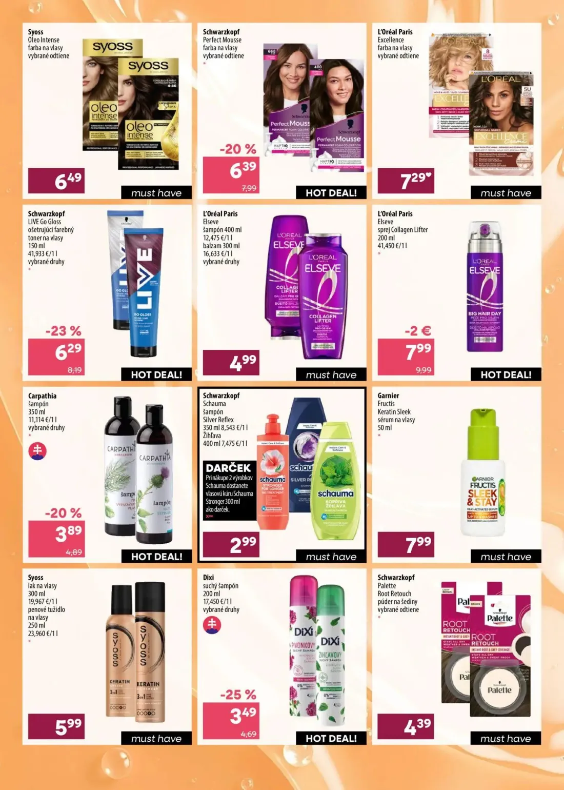 101 Drogerie leták, strana 11 z 12 — L'Oréal Paris Elseve sprej Collagen Lifter, Schwarzkopf LIVE Go Gloss ošetrujúci farebn…