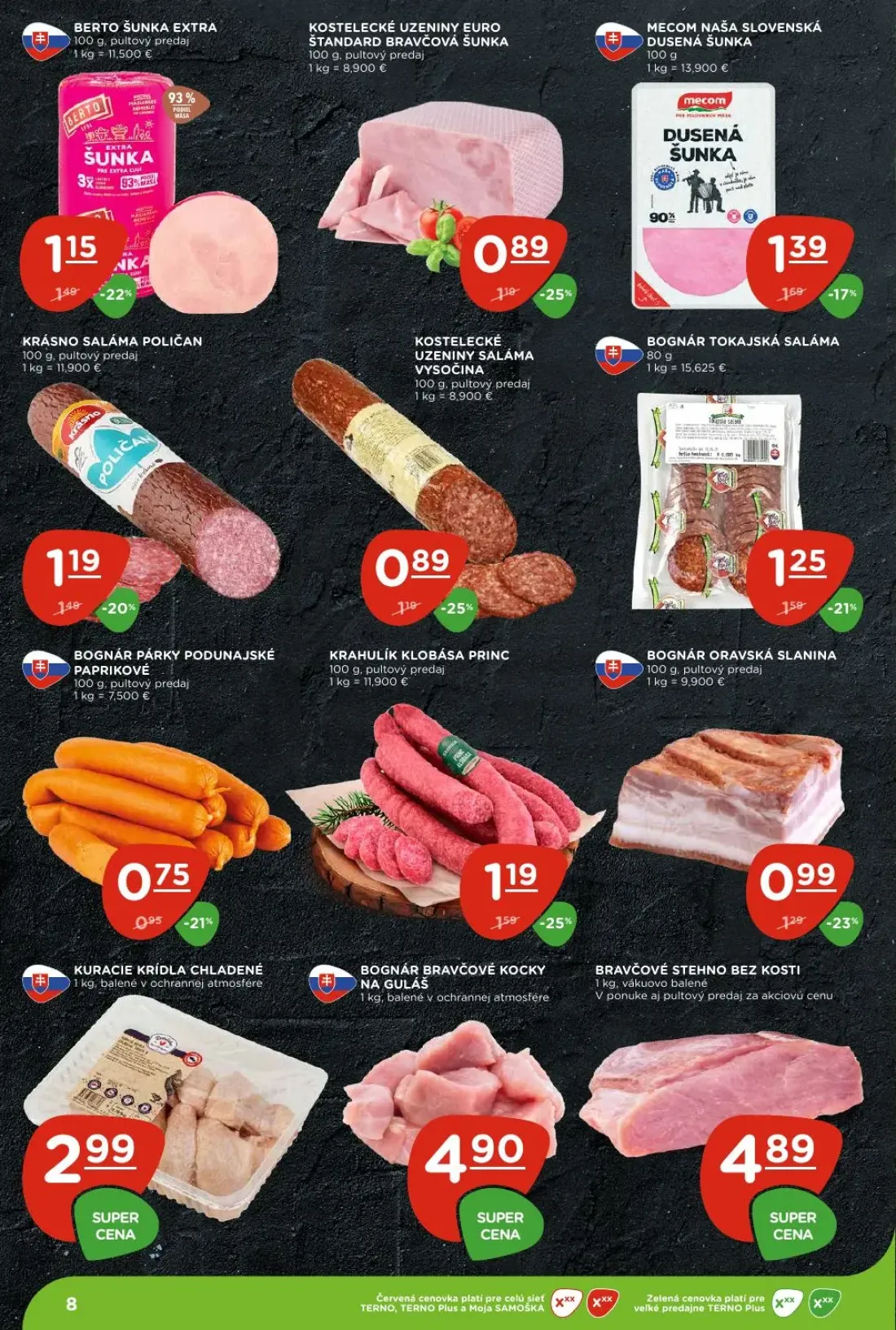 Terno leták, strana 8 z 29 — KRAHULÍK KLOBÁSA PRINC, BERTO ŠUNKA EXTRA, BOGNÁR TOKAJSKÁ SALÁMA