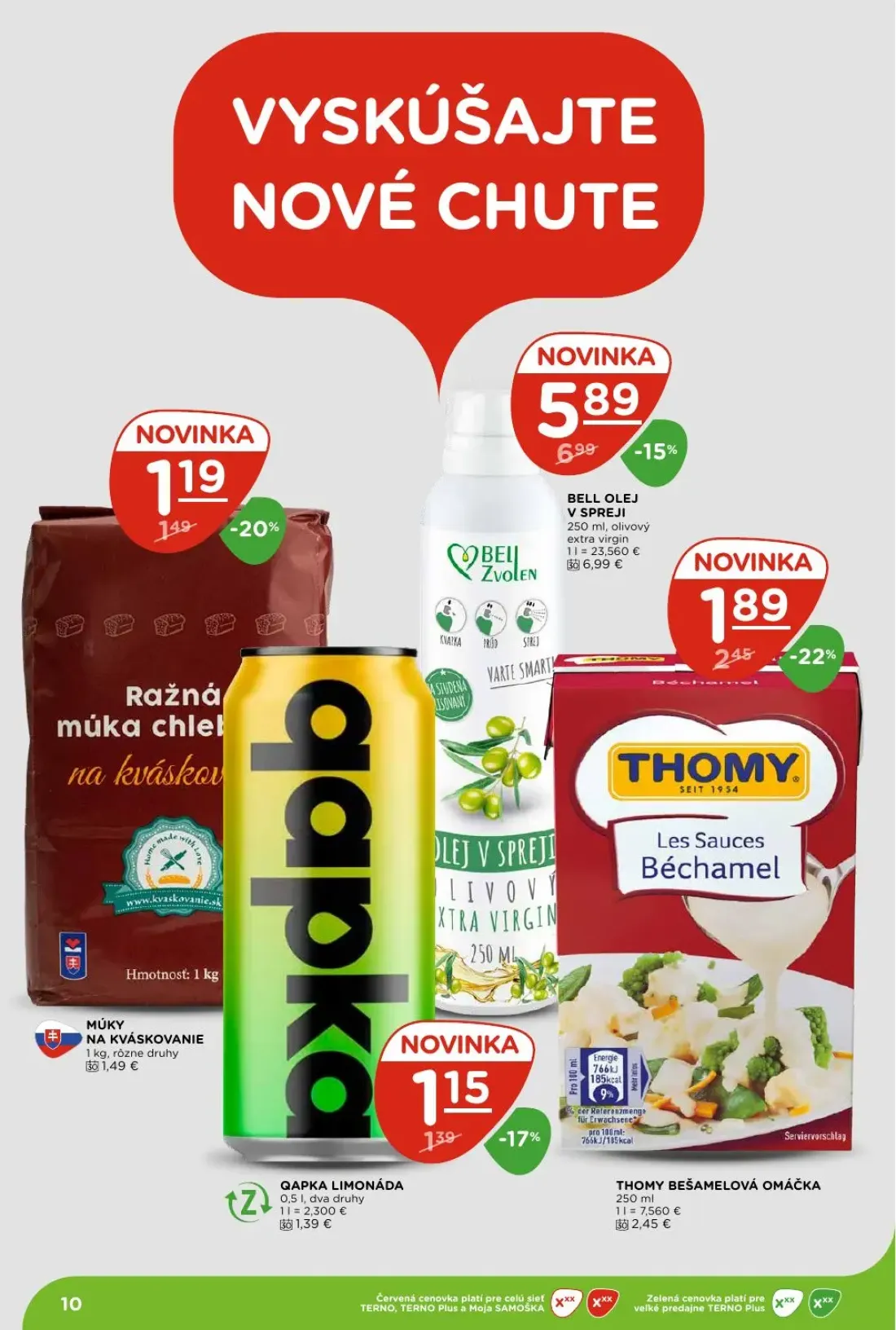 Terno leták, strana 10 z 29 — BELL OLEJ V SPREJI, THOMY BEŠAMELOVÁ OMÁČKA, MÚKY NA KVÁSKOVANIE