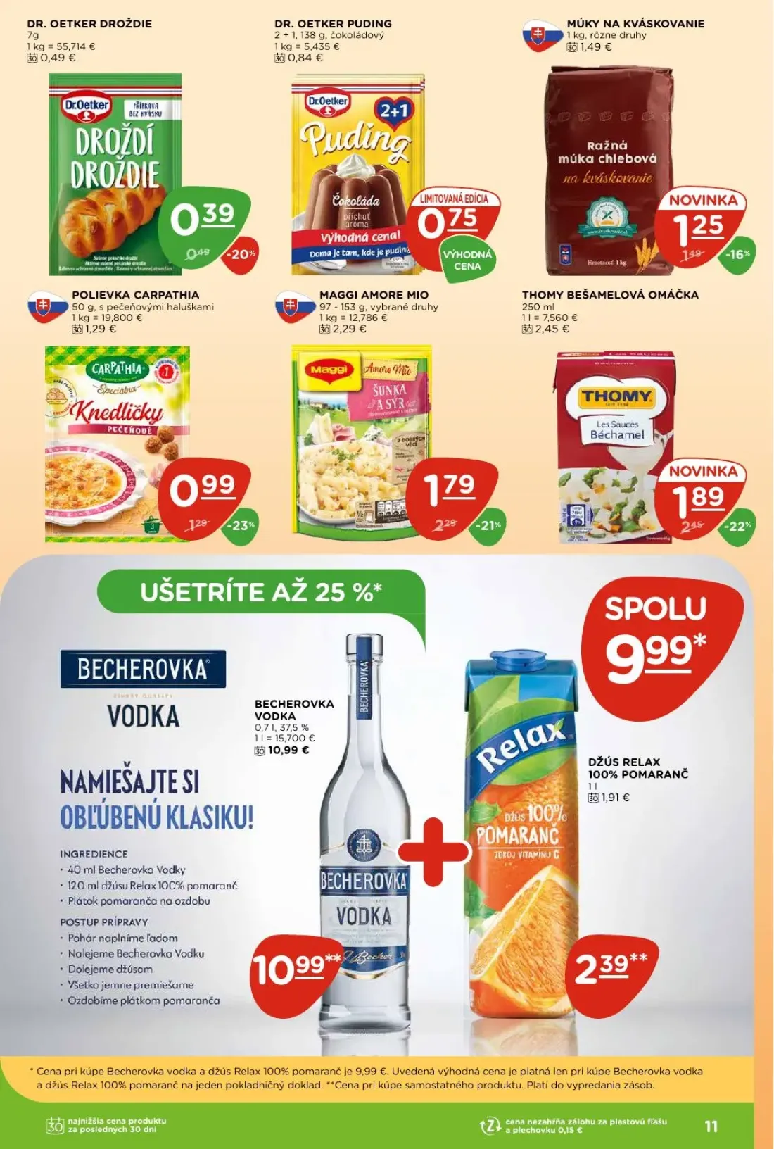 Terno leták, strana 11 z 29 — THOMY BEŠAMELOVÁ OMÁČKA, MAGGI AMORE MIO, DŽÚS RELAX 100% POMARANČ