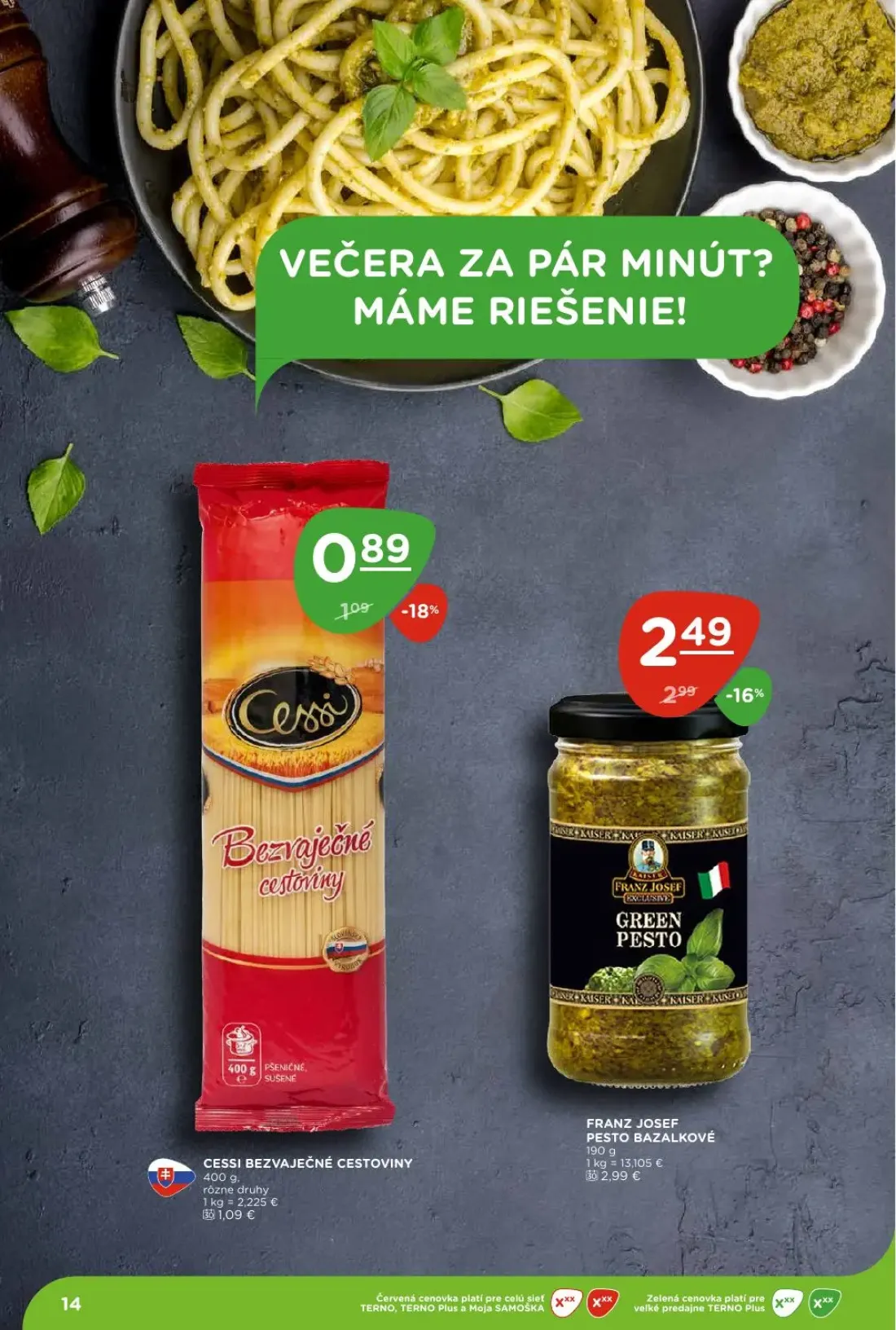 Terno leták, strana 14 z 29 — FRANZ JOSEF PESTO BAZALKOVÉ, CESSI BEZVAJEČNÉ CESTOVINY