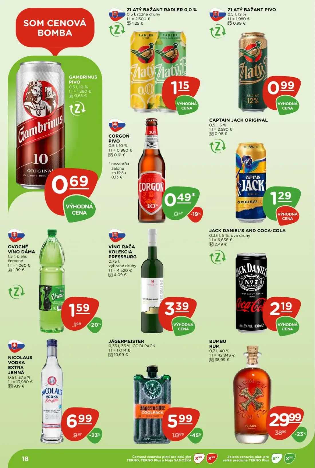 Terno leták, strana 18 z 29 — BUMBU RUM, JÄGERMEISTER COOLPACK, NICOLAUS VODKA EXTRA JEMNÁ