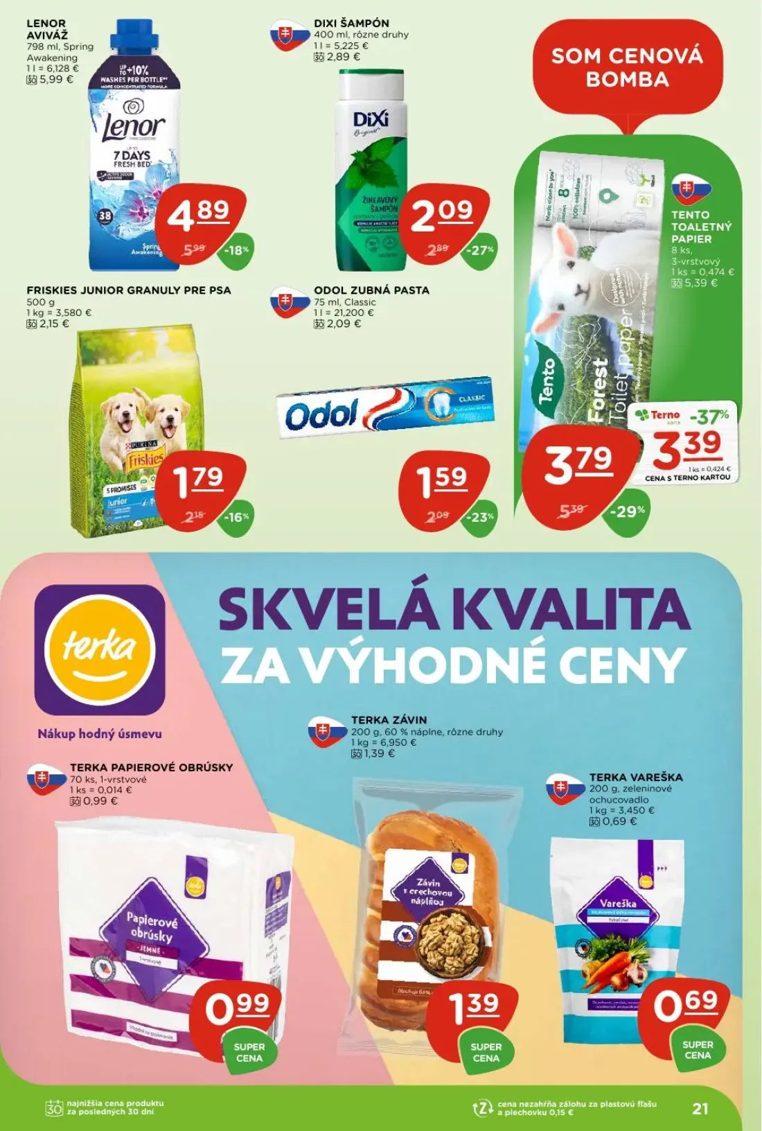Terno leták, strana 21 z 29 — TENTO TOALETNÝ PAPIER, LENOR AVIVÁŽ, DIXI ŠAMPÓN