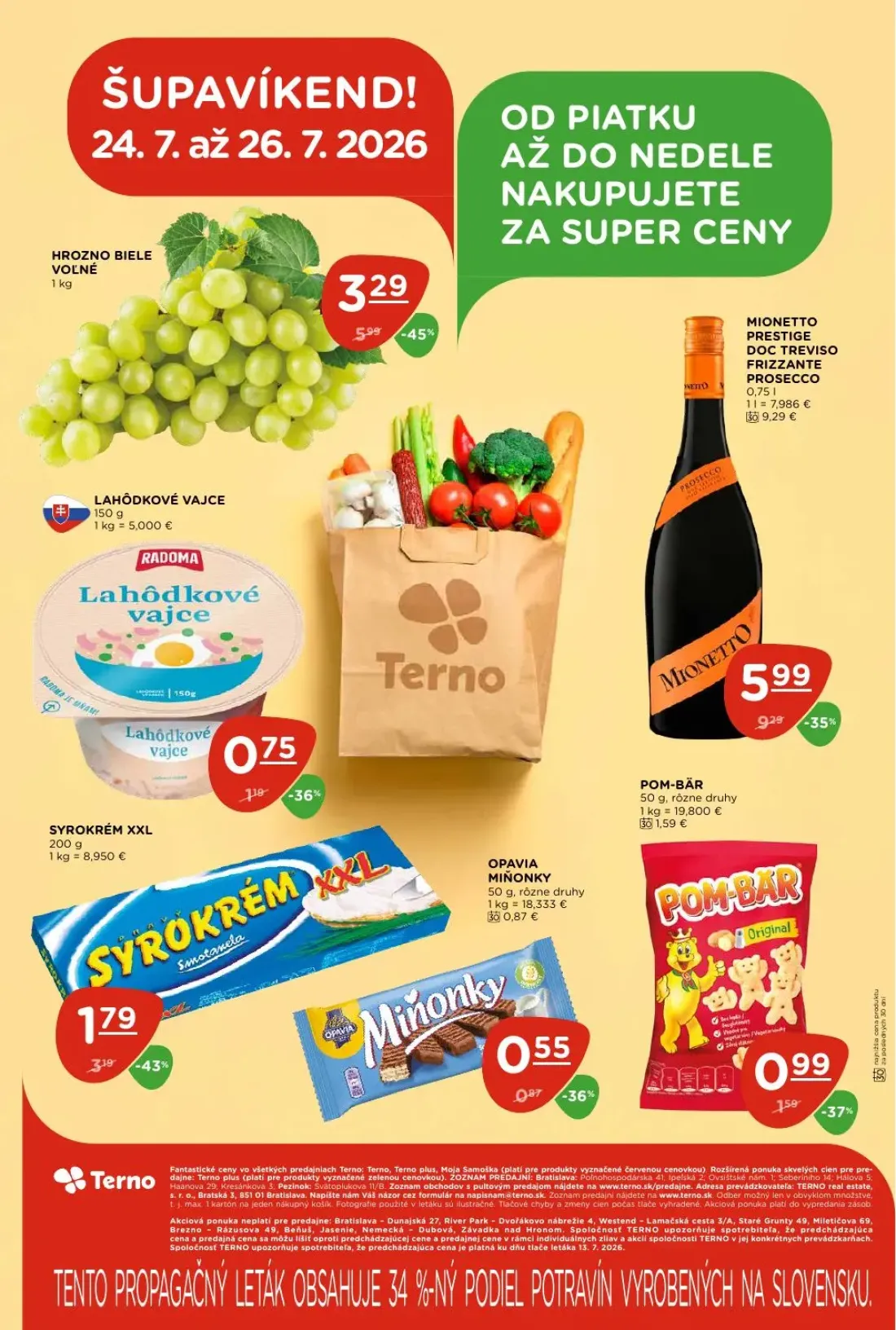Terno leták, strana 27 z 29 — MIONETTO PRESTIGE DOC TREVISO FRIZZANTE PROSECCO, HROZNO BIELE VOLNÉ, SYROKRÉM XXL