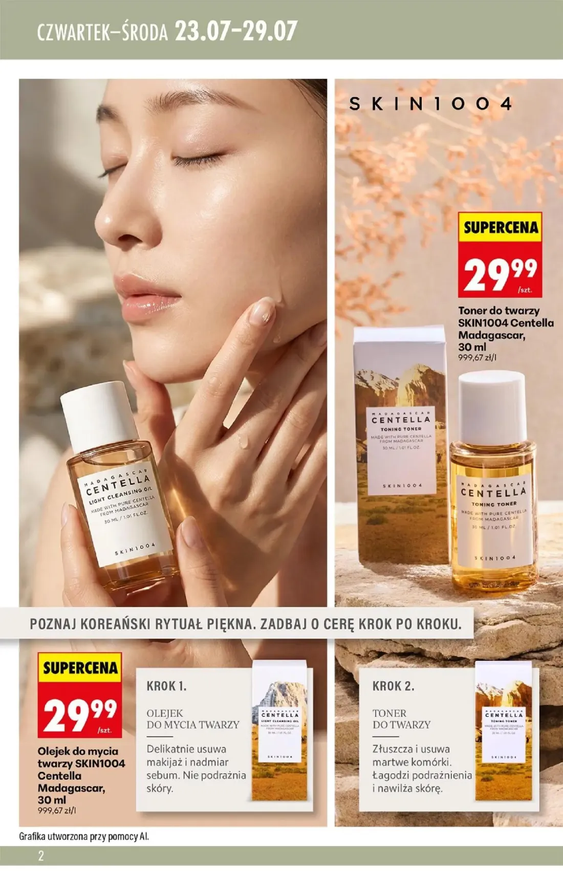 Biedronka gazetka, strona 2 z 12 — Toner do twarzy SKIN1004 Centella Madagascar, Olejek do mycia twarzy SKIN1004 Centella Ma…