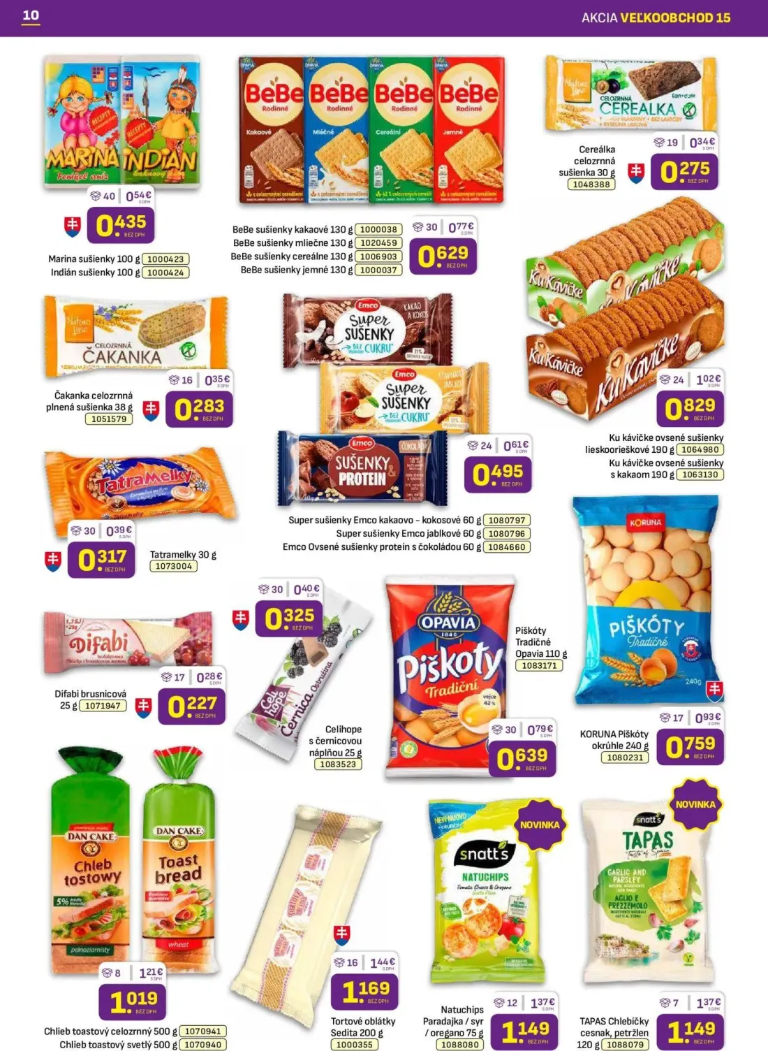 Libex leták, strana 10 z 36 — Tortové oblátky Sedita, Natuchips Paradajka / syr / oregano, TAPAS Chlebíčky cesnak, petržlen