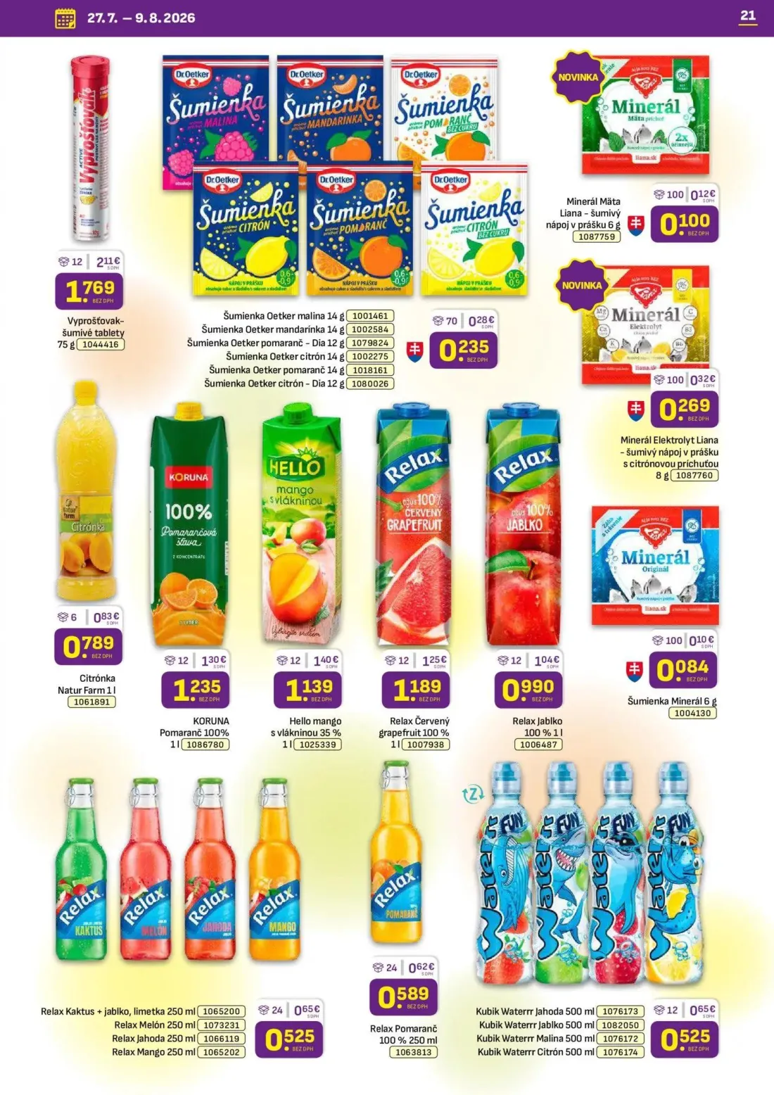 Libex leták, strana 21 z 36 — Vyprošťovak-šumivé tablety, Hello mango s vlákninou 35%, Relax Kaktus + jablko, limetka