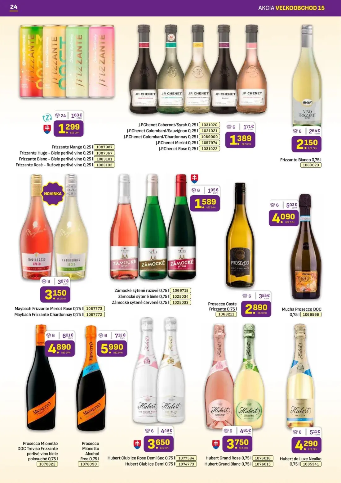 Libex leták, strana 24 z 36 — Prosecco Mionetto Alcohol Free, Prosecco Mionetto DOC Treviso Frizzante perlivé víno biele pol…