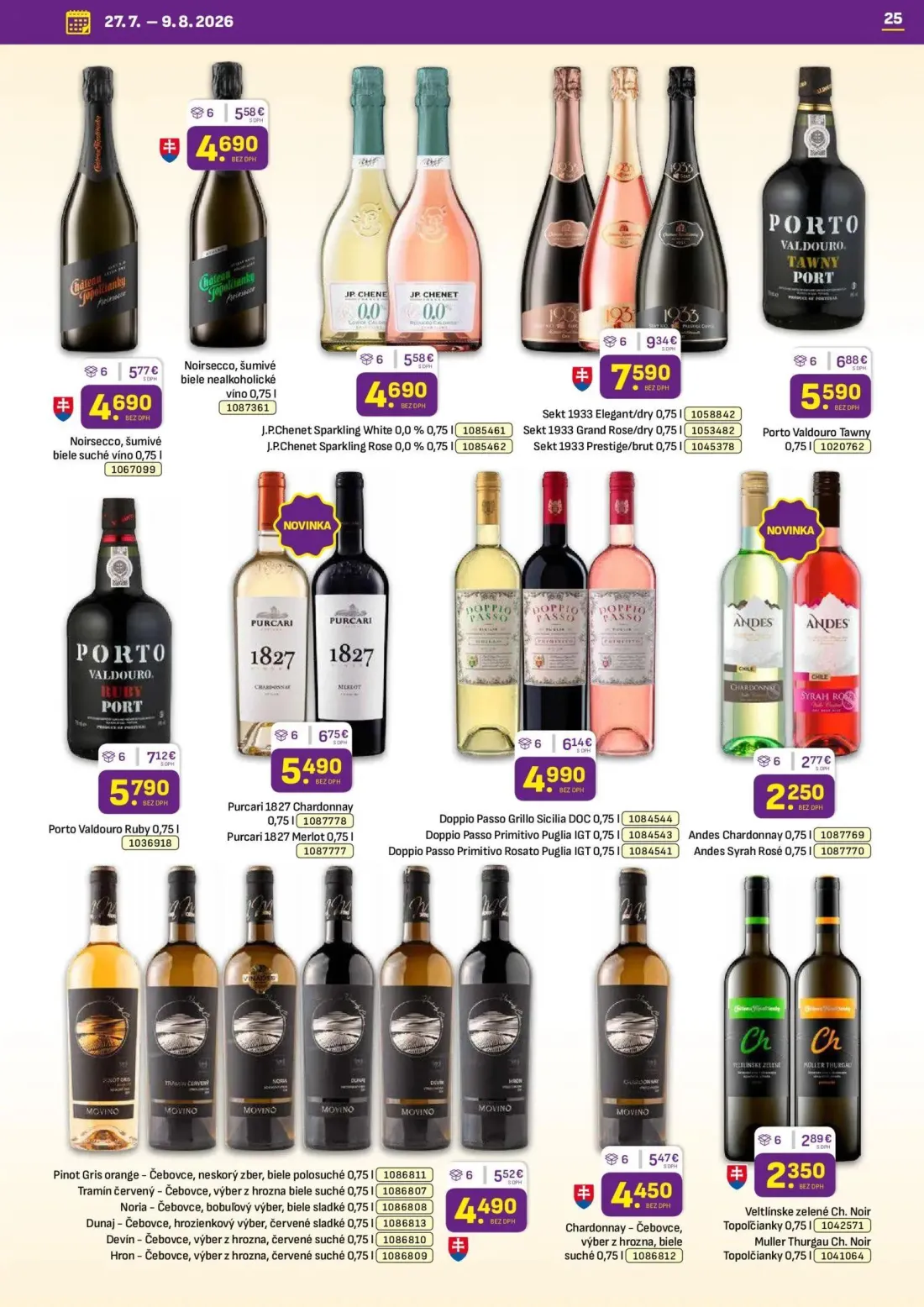 Libex leták, strana 25 z 36 — Sekt 1933 Elegant/dry, Porto Valdouro Ruby, Porto Valdouro Tawny