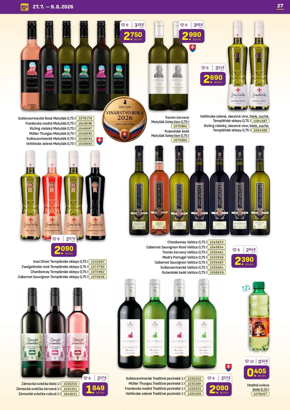 Libex leták, strana 27 z 36 — Tramín červený Matyšák Selection, Rulandské šedé Matyšák Selection, Svätovavrinecké Rosé Matyš…
