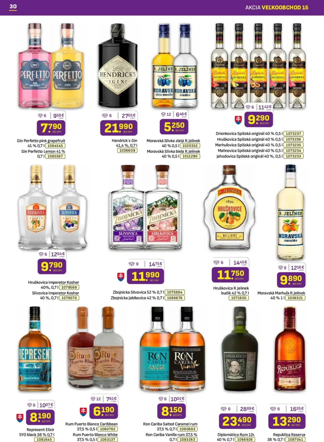 Libex leták, strana 30 z 36 — Diplomático Rum 12r., Hendrick's Gin, Republica Reserva