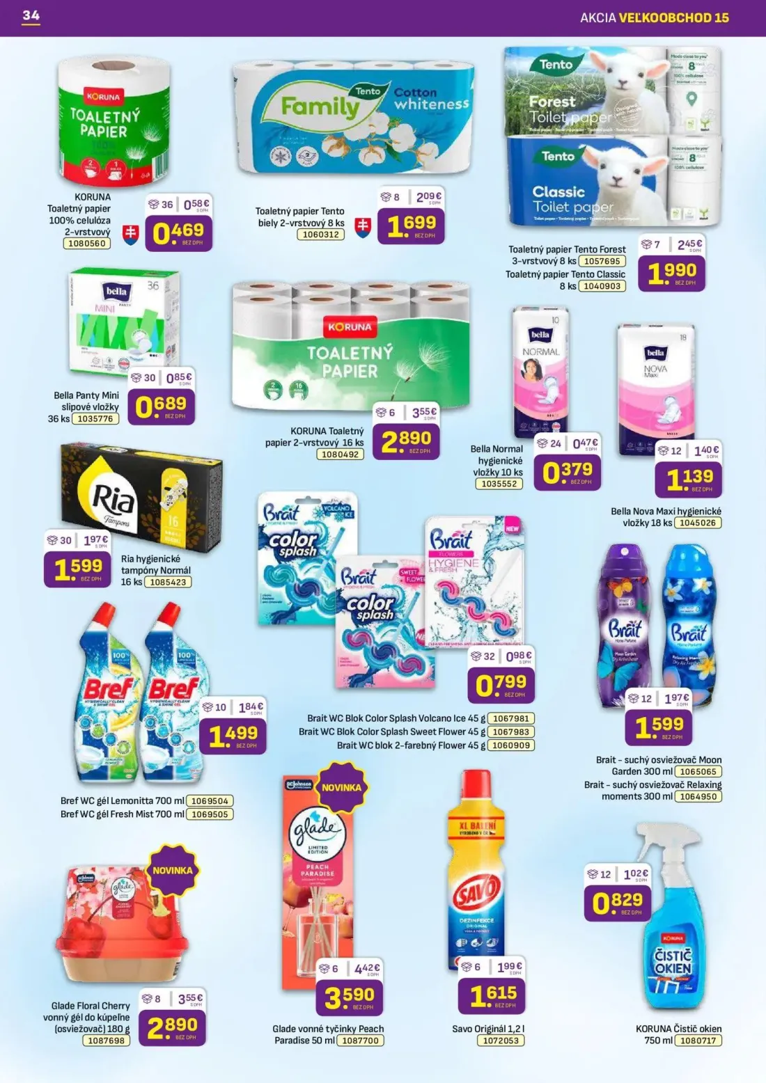 Libex leták, strana 34 z 36 — Glade vonné tyčinky Peach Paradise, KORUNA Toaletný papier 2-vrstvový, Glade Floral Cherry von…