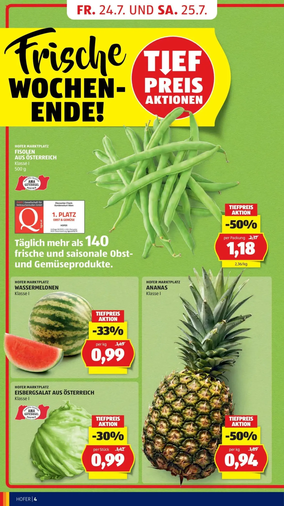 Hofer Prospekt, Seite 10 von 52 — FISOLEN, ANANAS, WASSERMELONEN