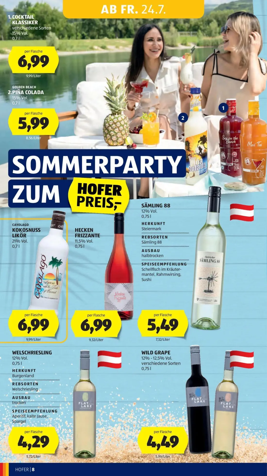 Hofer Prospekt, Seite 14 von 52 — COCKTAIL KLASSIKER, PIÑA COLADA, KOKOSNUSS LIKÖR