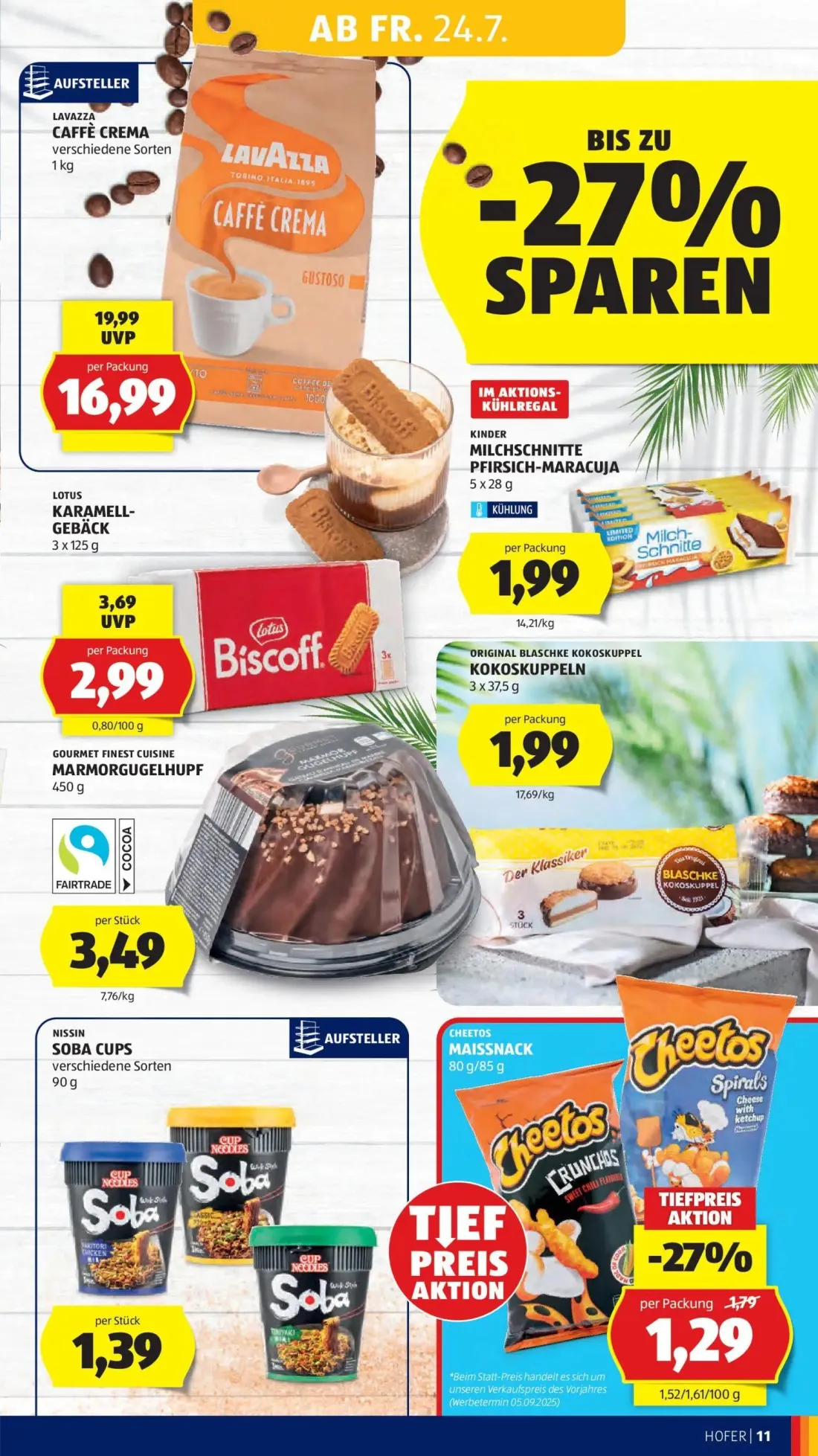 Hofer Prospekt, Seite 17 von 52 — LAVAZZA CAFFÈ CREMA, LOTUS KARAMELL-GEBÄCK Biscoff, CHEETOS MAISSNACK