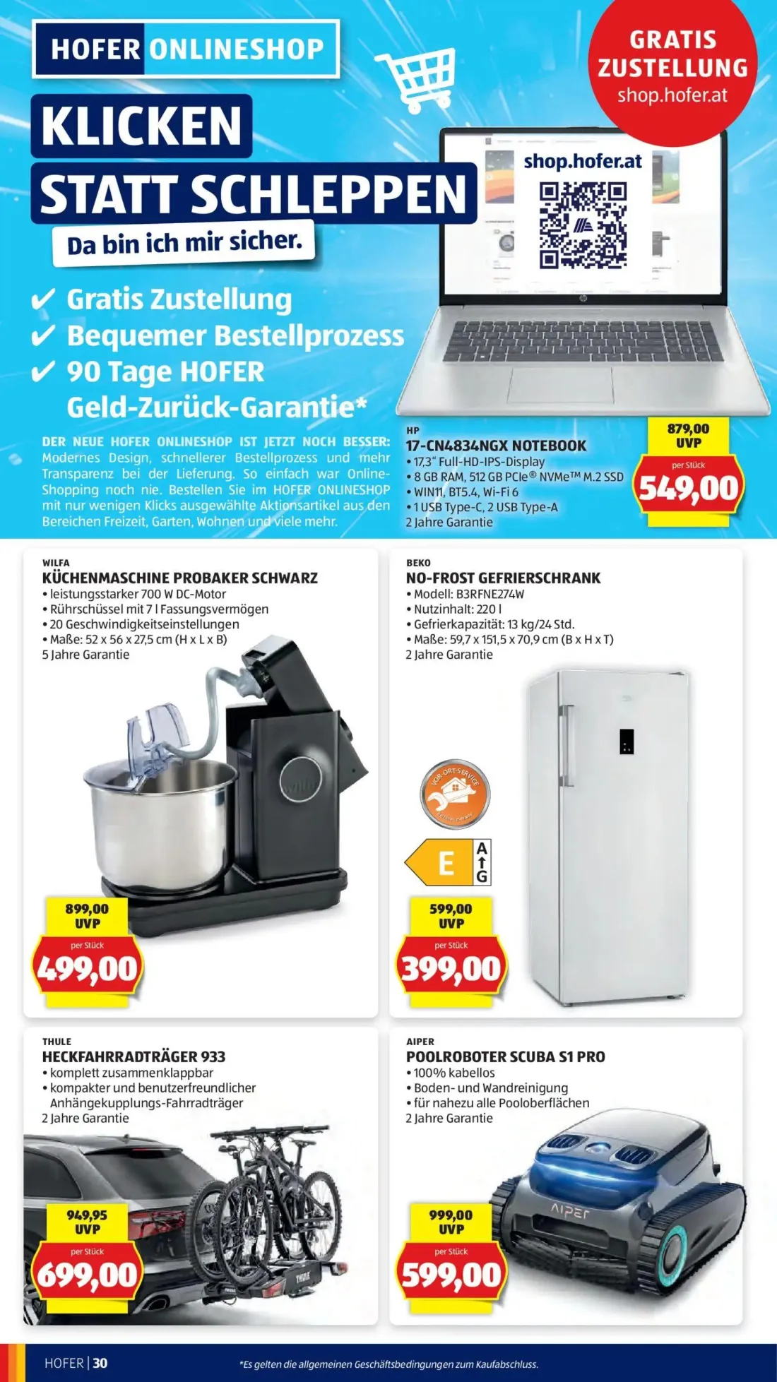 Hofer Prospekt, Seite 40 von 52 — KÜCHENMASCHINE PROBAKER SCHWARZ, POOLROBOTER SCUBA S1 PRO, 17-CN4834NGX NOTEBOOK