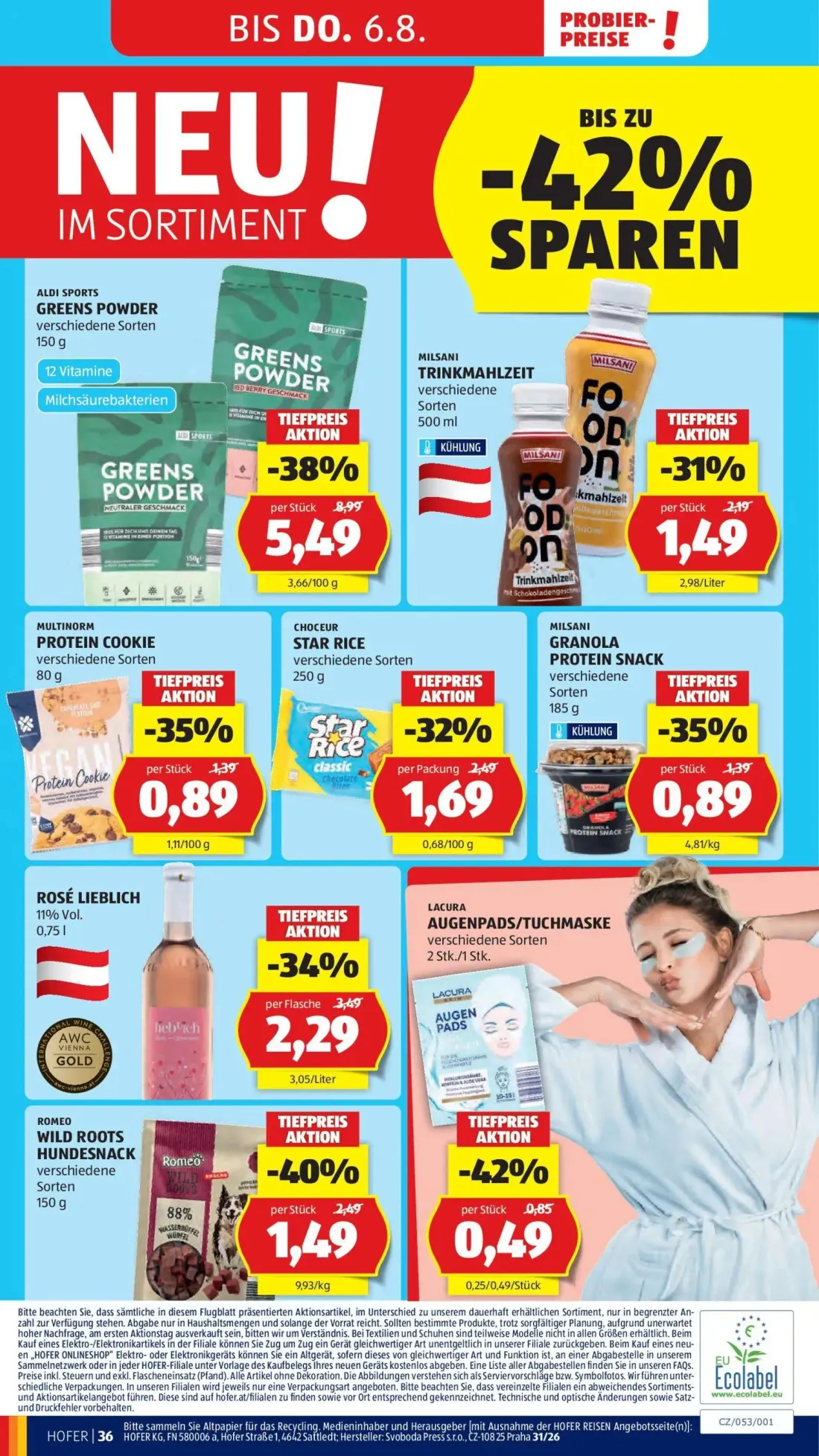Hofer Prospekt, Seite 49 von 52 — ALDI SPORTS GREENS POWDER, ROSÉ LIEBLICH, ROMEO WILD ROOTS HUNDESNACK
