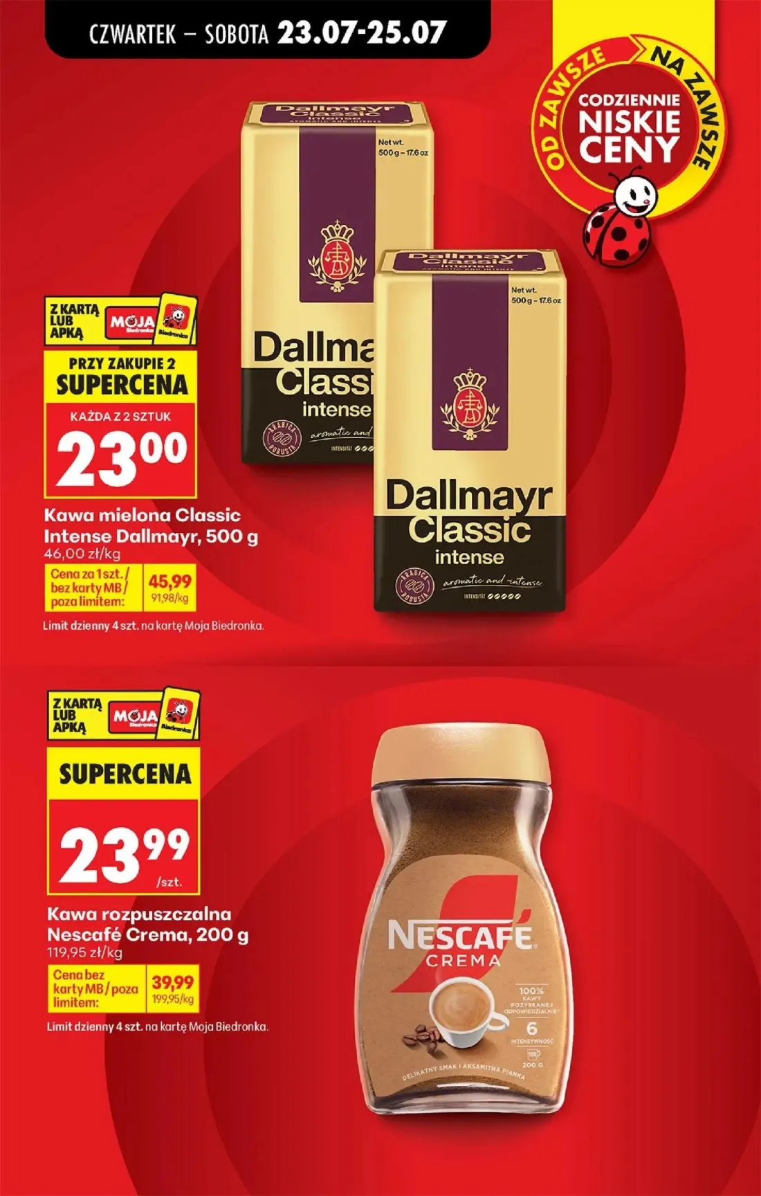 Biedronka gazetka, strona 9 z 98 — Kawa mielona Classic Intense Dallmayr, Kawa rozpuszczalna Nescafé Crema