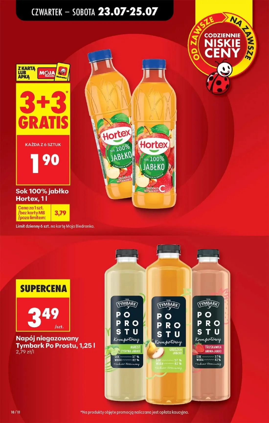 Biedronka gazetka, strona 10 z 98 — Sok 100% jabłko Hortex, Napój niegazowany Tymbark Po Prostu