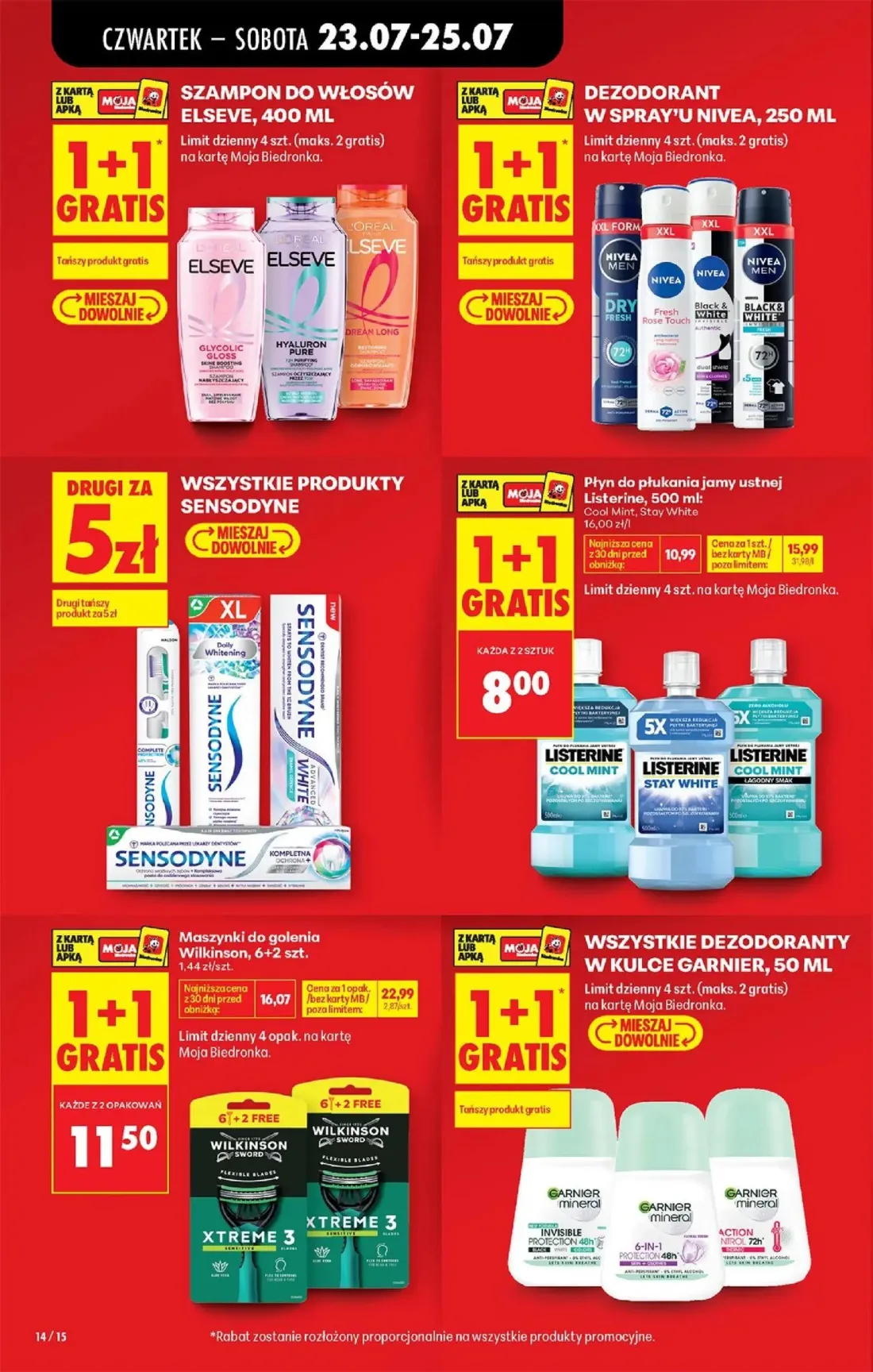 Biedronka gazetka, strona 16 z 98 — Maszynki do golenia Wilkinson, Płyn do płukania jamy ustnej Listerine, WSZYSTKIE PRODUKT…