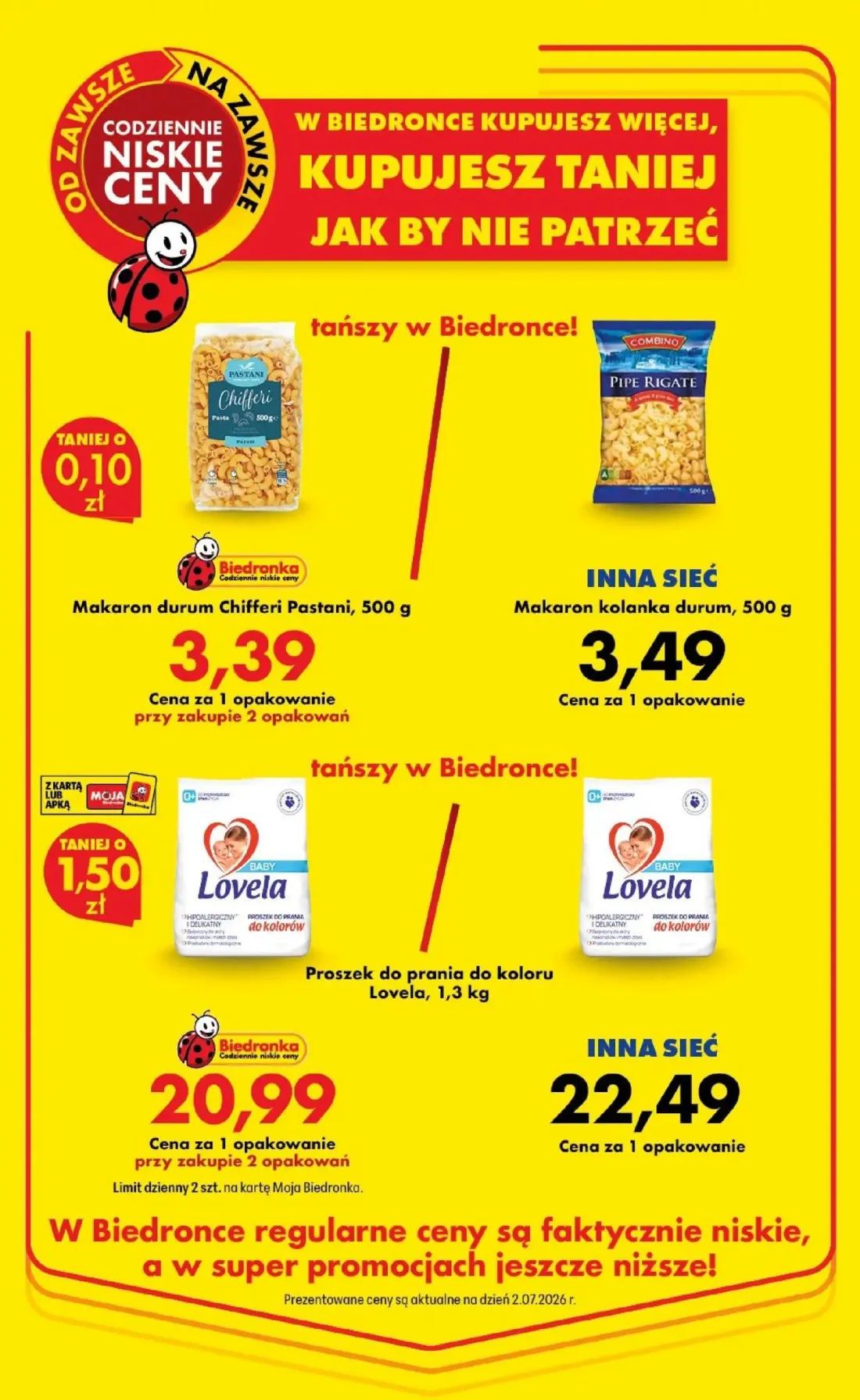 Biedronka gazetka, strona 19 z 98 — Makaron durum Chifferi Pastani, Makaron kolanka durum, Proszek do prania do koloru Lovela