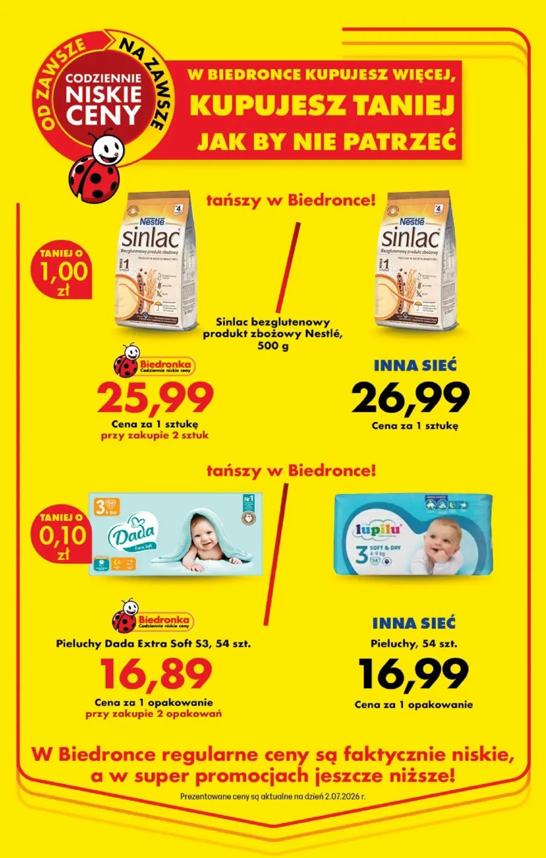 Biedronka gazetka, strona 22 z 98 — Sinlac bezglutenowy produkt zbożowy Nestlé, Pieluchy Dada Extra Soft S3