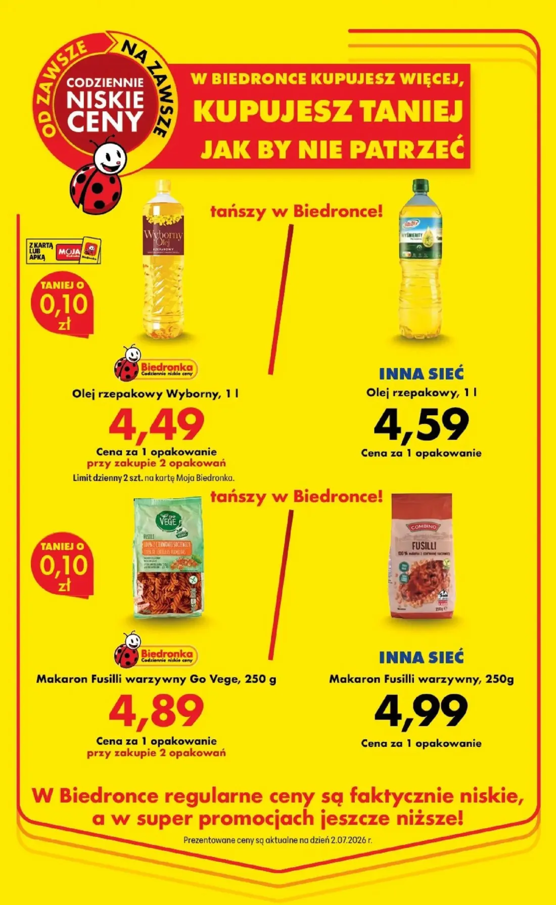 Biedronka gazetka, strona 25 z 98 — Olej rzepakowy Wyborny, Olej rzepakowy, Makaron Fusilli warzywny Go Vege