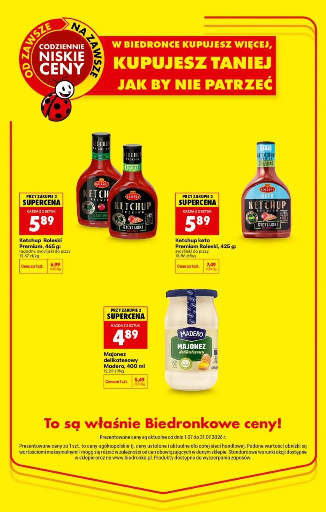 Biedronka gazetka, strona 30 z 98 — Ketchup keto Premium Roleski, sycylijski do pizzy, Ketchup Roleski Premium, 465 g: łagod…