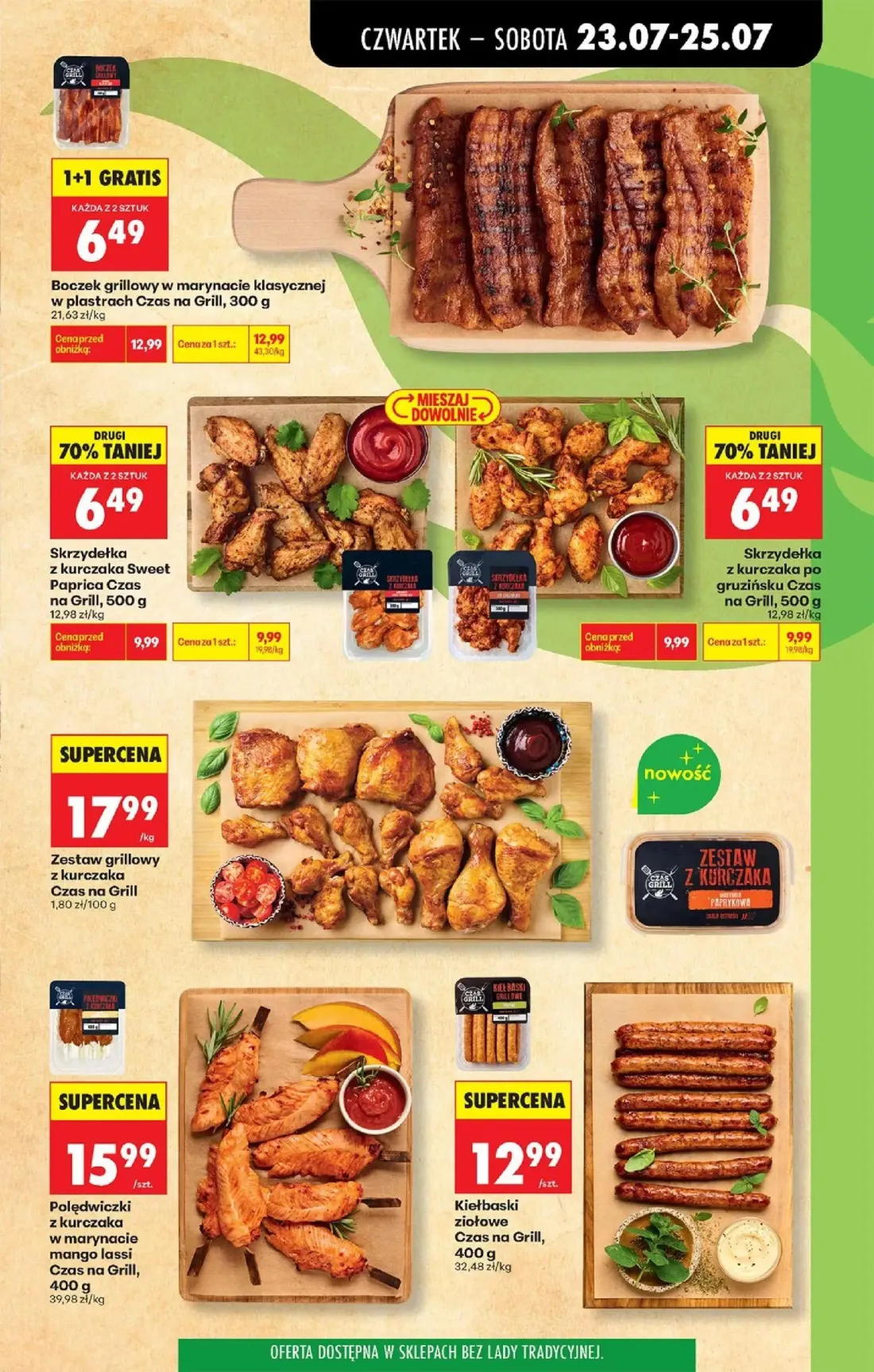 Biedronka gazetka, strona 47 z 98 — Boczek grillowy w marynacie klasycznej w plastrach Czas na Grill, Skrzydełka z kurczaka …