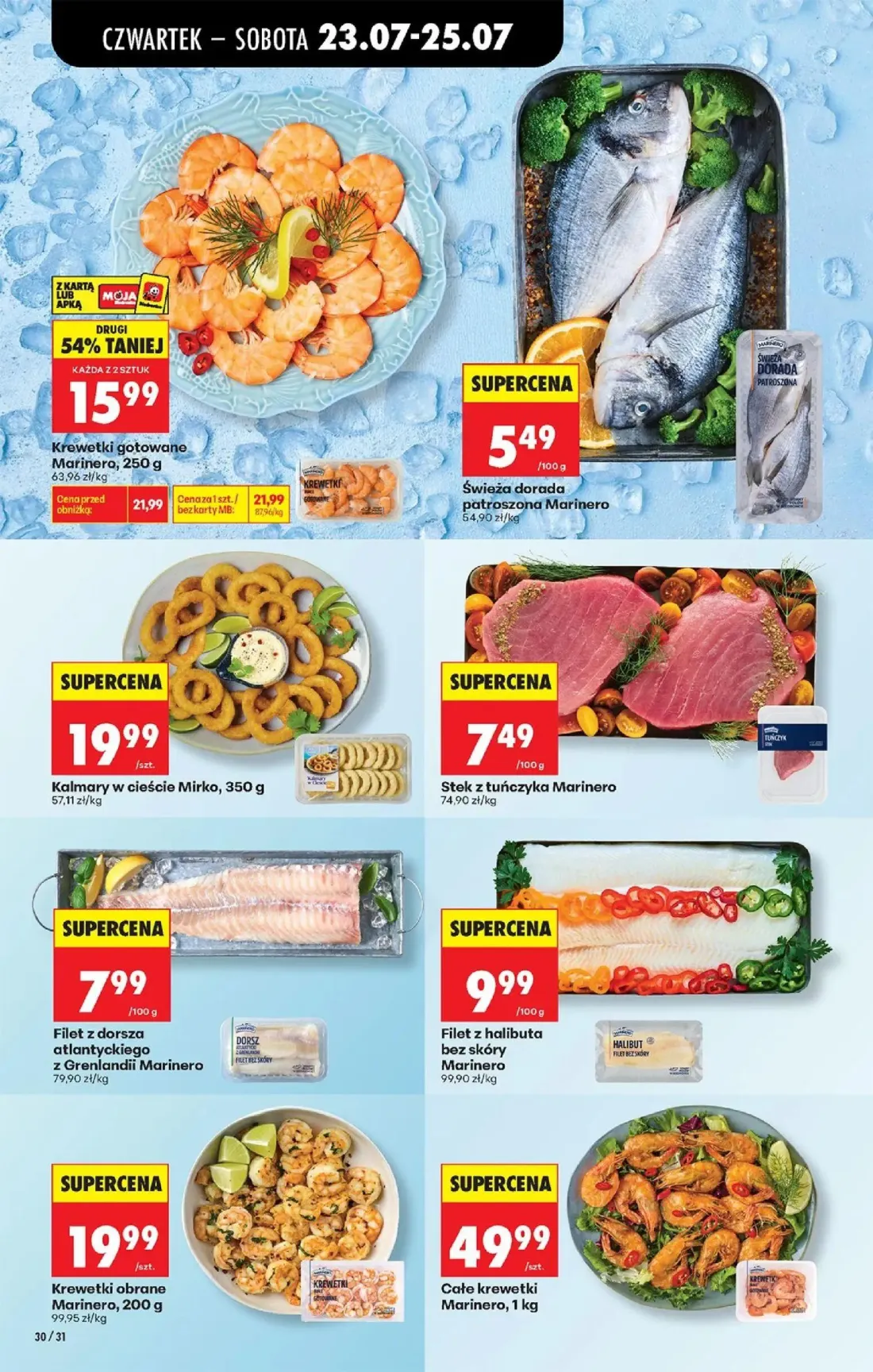 Biedronka gazetka, strona 50 z 98 — Krewetki gotowane Marinero, Świeża dorada patroszona Marinero, Kalmary w cieście Mirko