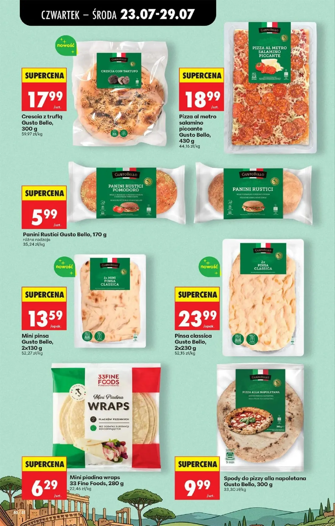 Biedronka gazetka, strona 62 z 98 — Crescia z truflą Gusto Bello, Pizza al metro salamino piccante Gusto Bello, Panini Rusti…
