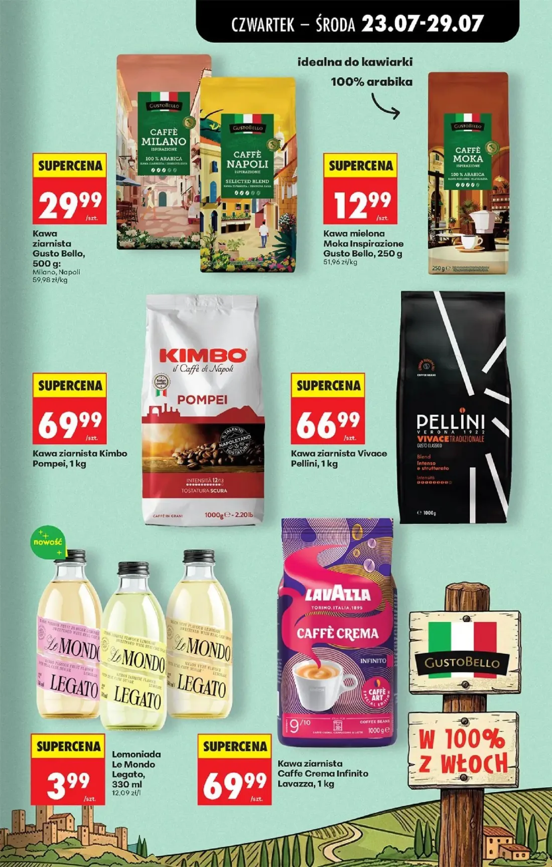 Biedronka gazetka, strona 67 z 98 — Kawa ziarnista Gusto Bello, Milano, Napoli, Kawa mielona Moka Inspirazione Gusto Bello, …