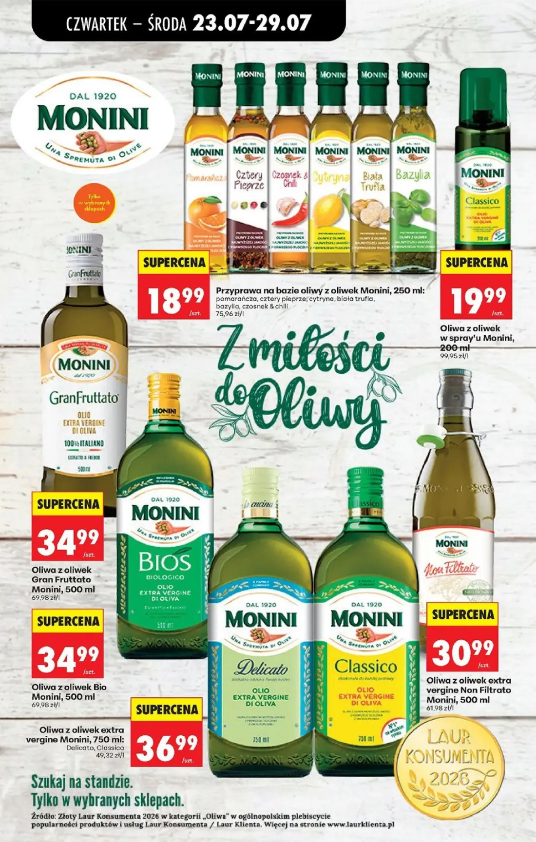 Biedronka gazetka, strona 69 z 98 — Przyprawa na bazie oliwy z oliwek Monini, Oliwa z oliwek w spray'u Monini, Oliwa z oliwe…