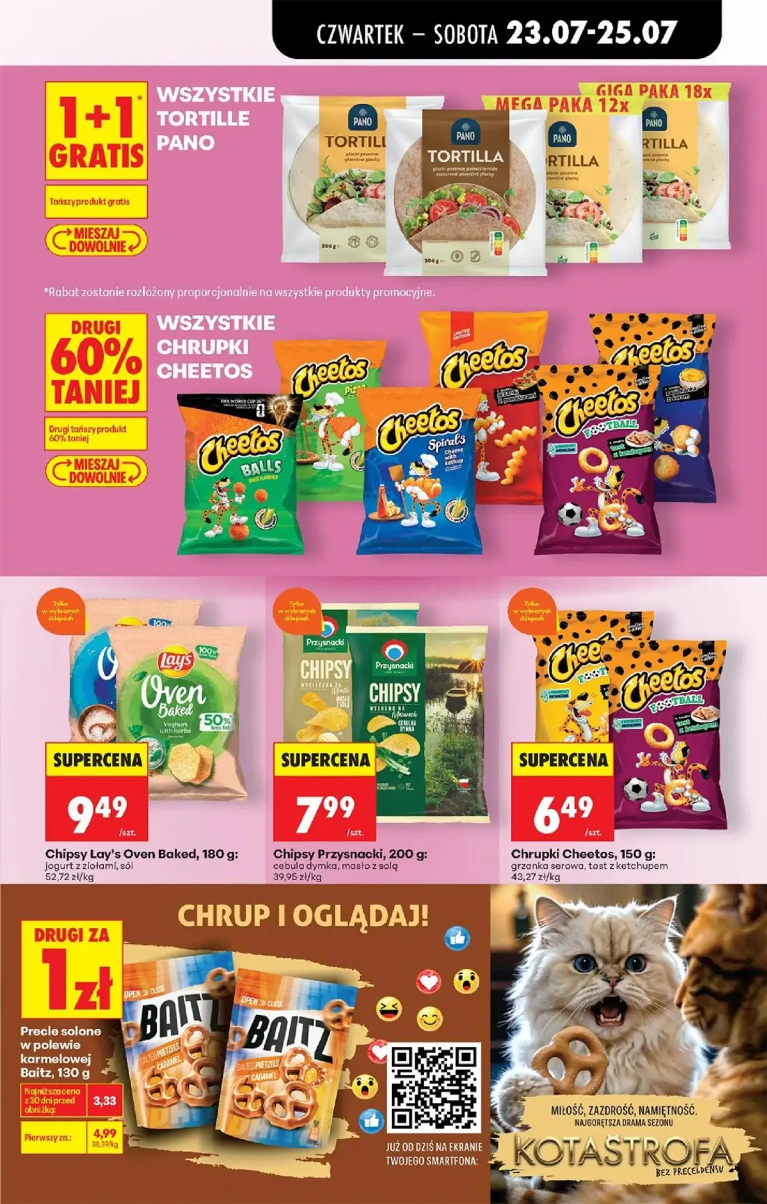 Biedronka gazetka, strona 75 z 98 — Precle solone w polewie karmelowej Baitz, Chipsy Lay's Oven Baked, Chipsy Przysnacki