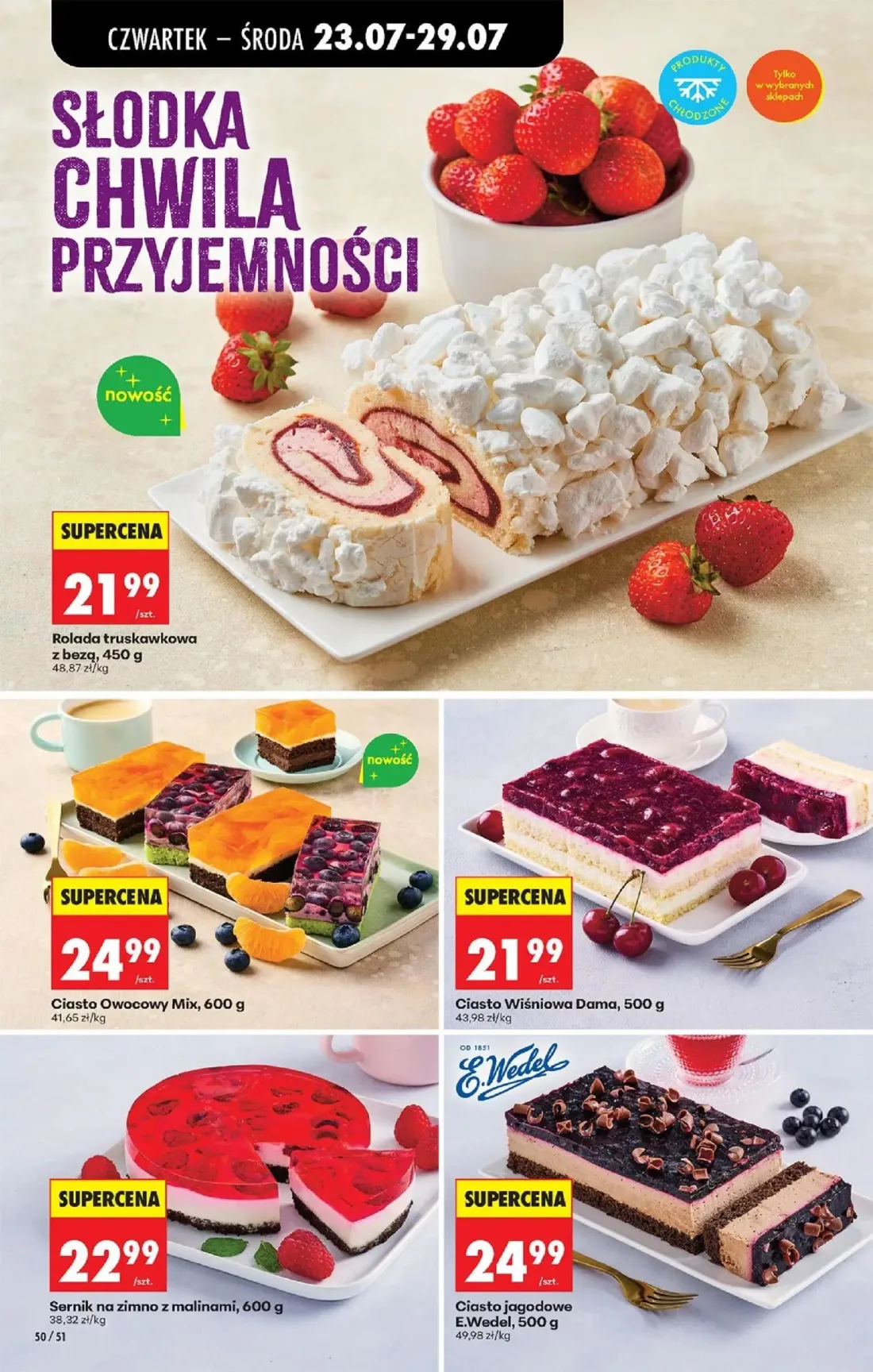 Biedronka gazetka, strona 78 z 98 — Rolada truskawkowa z bezą, Ciasto Owocowy Mix, Ciasto Wiśniowa Dama