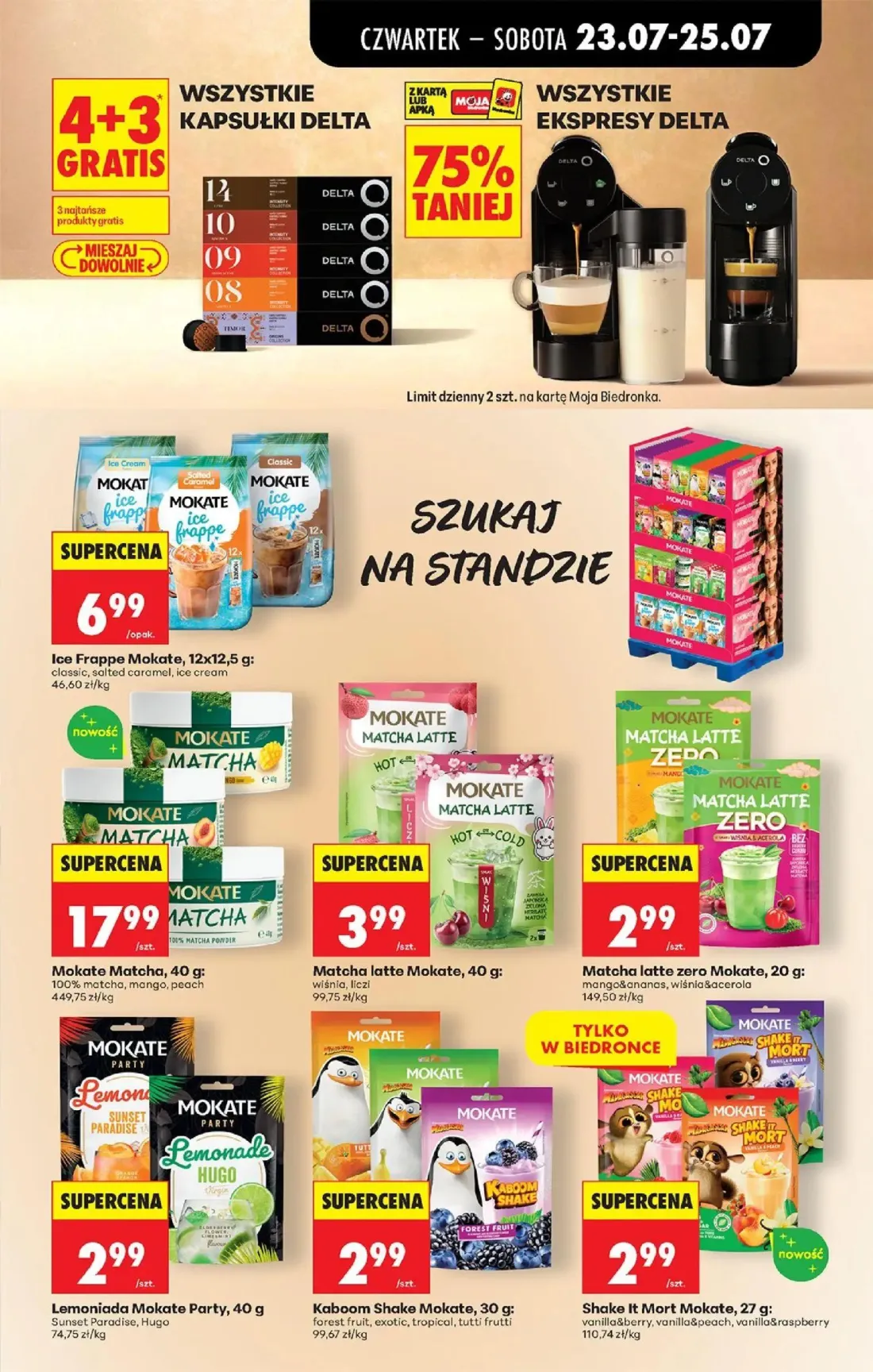 Biedronka gazetka, strona 79 z 98 — Ice Frappe Mokate, 12x12,5 g, Mokate Matcha, 40 g, Matcha latte Mokate, 40 g